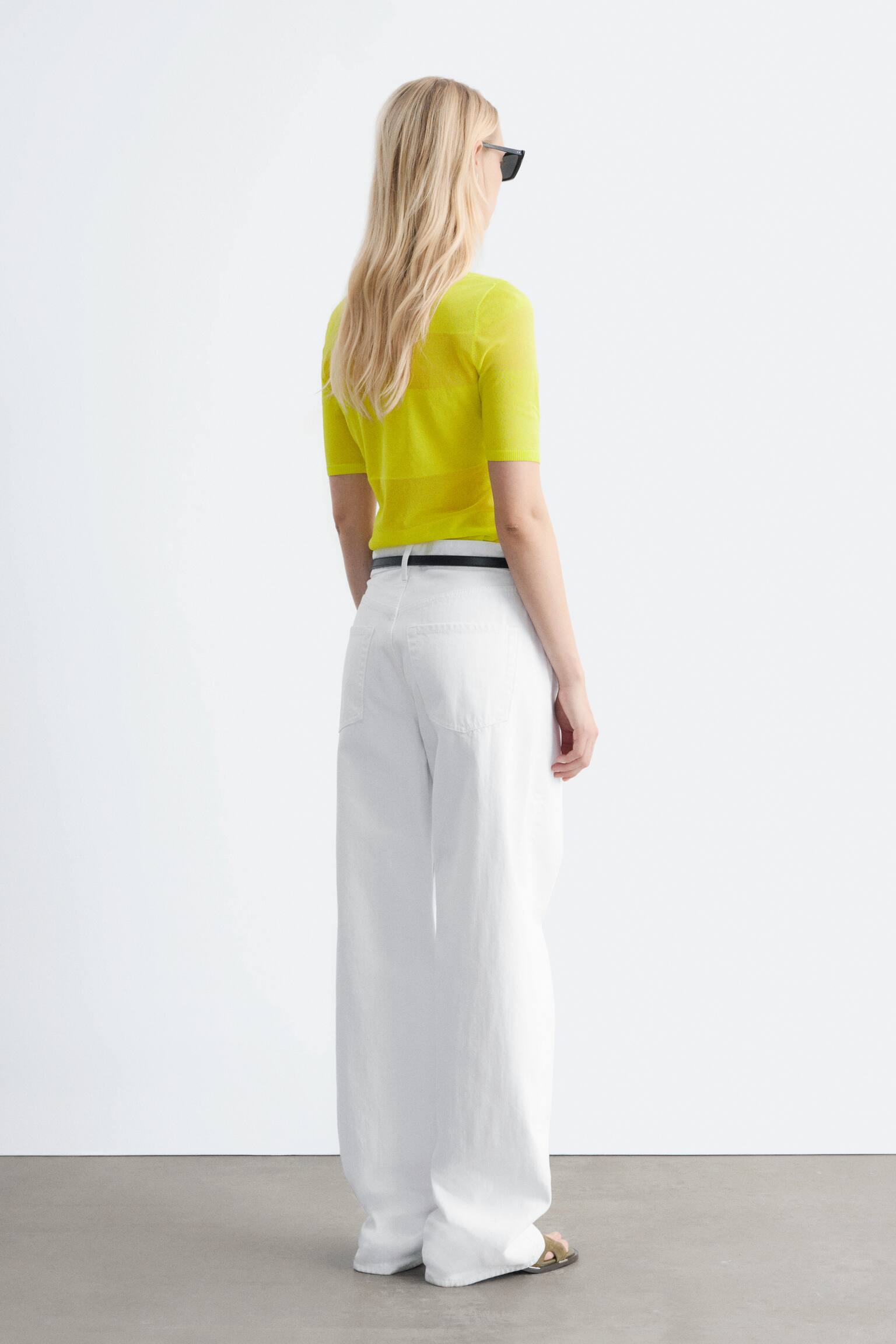 T-shirt en mailles fines - Jaune vif/Beige/Turquoise - 5