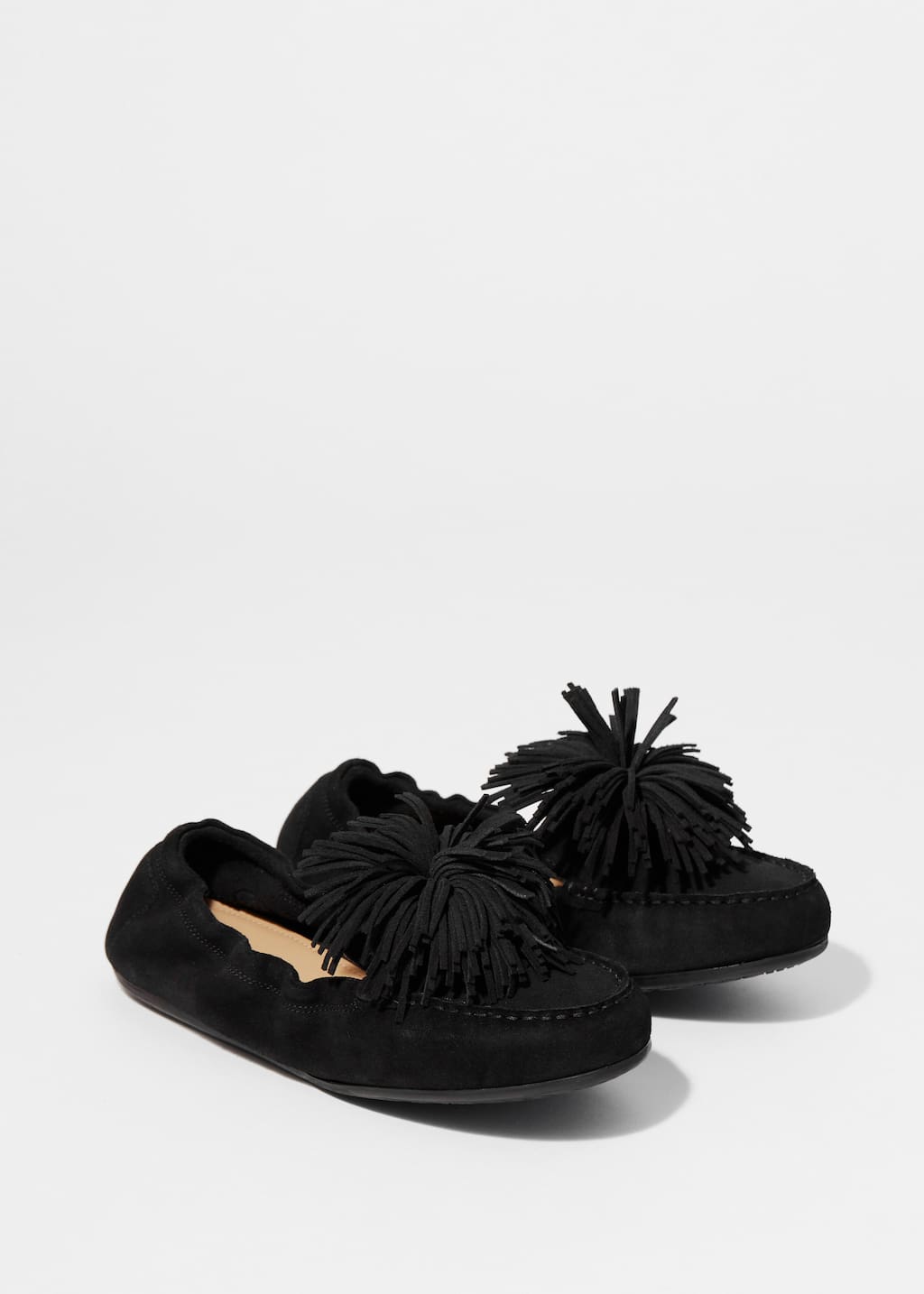 Image of Pompom Suede Loafers
