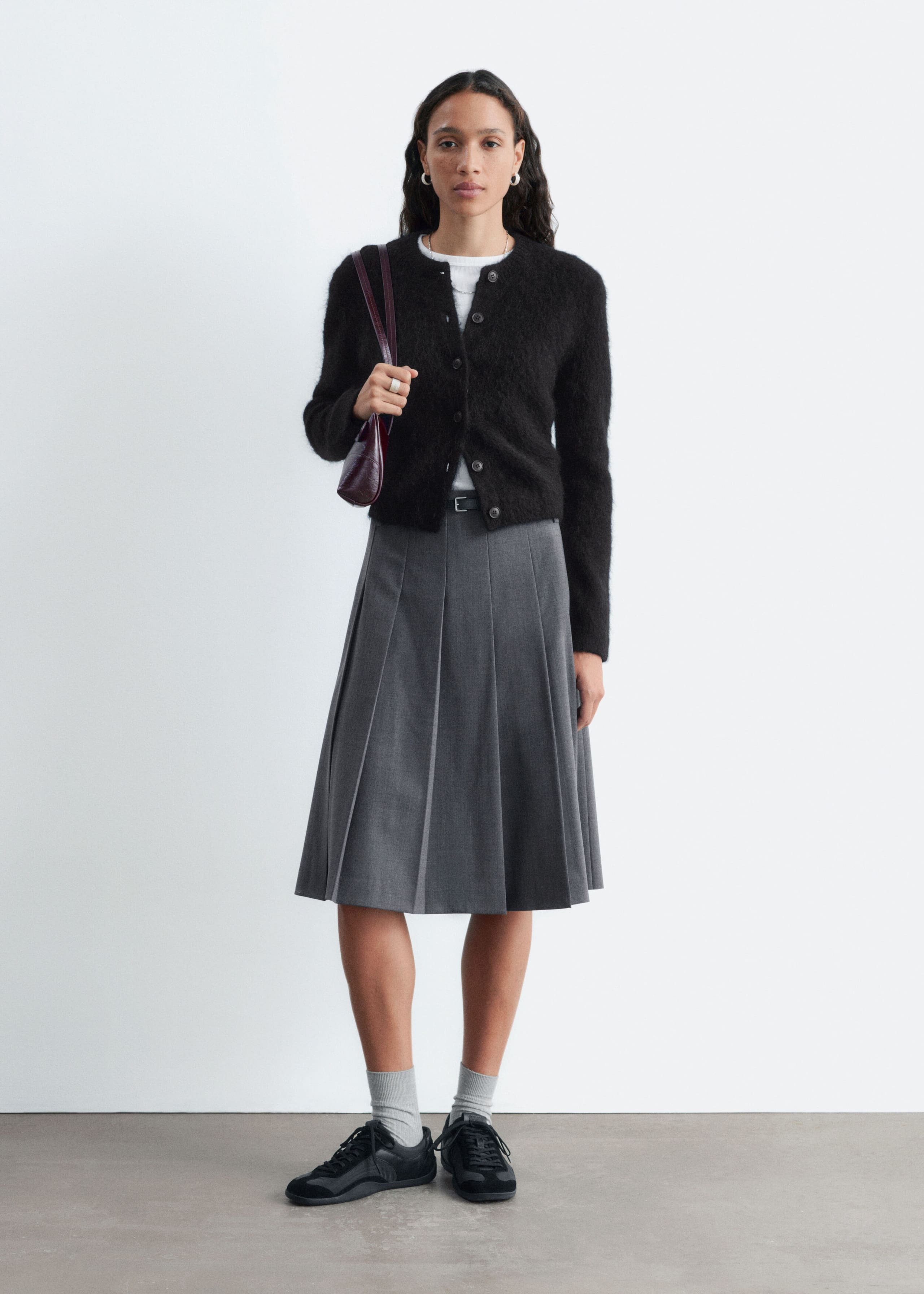 Kardigan z domieszką szczotkowanego moheru – Czarny – Martwa natura