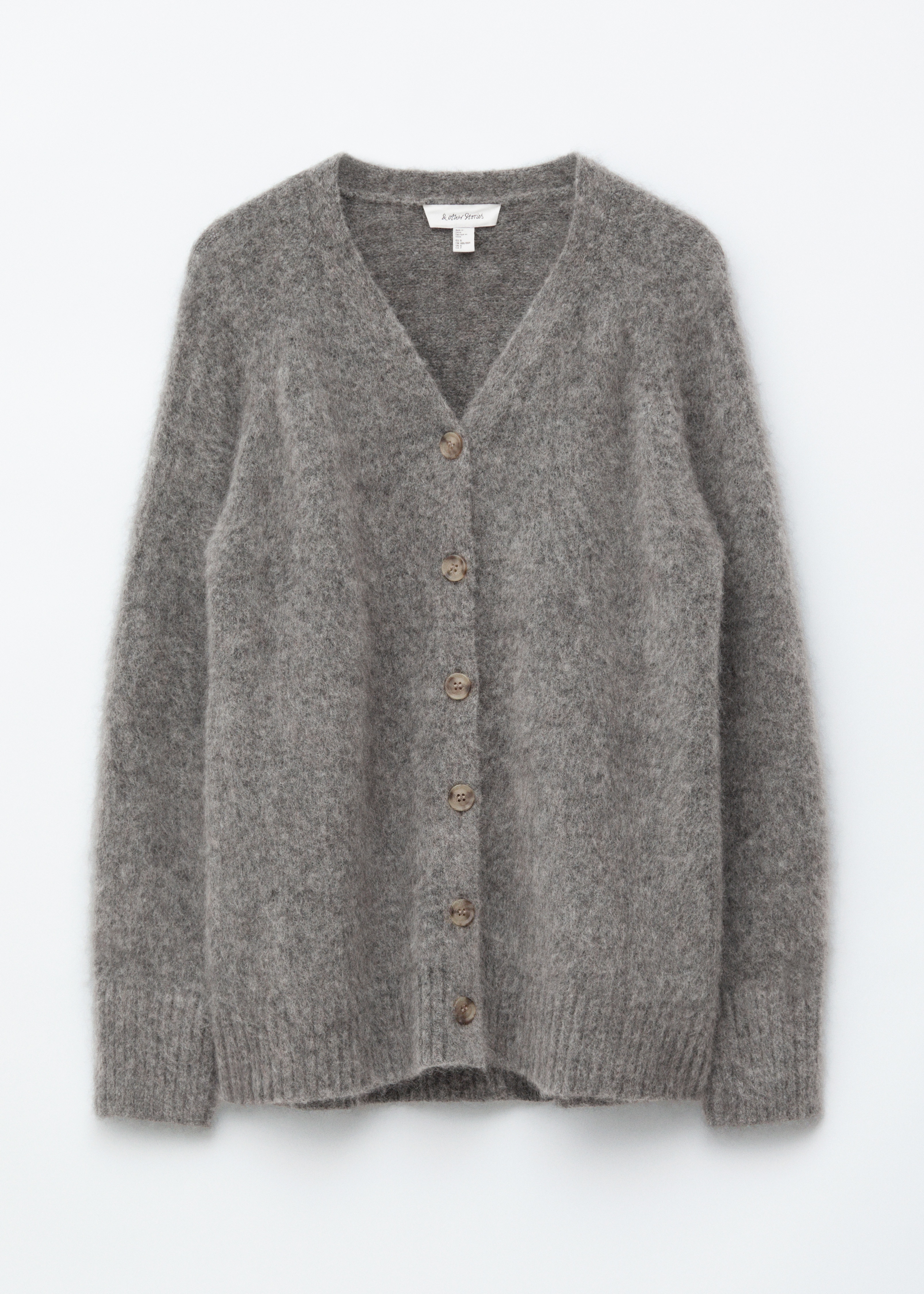 Lang vest van een mohairmix - Grijs/Beige/Donkerblauw