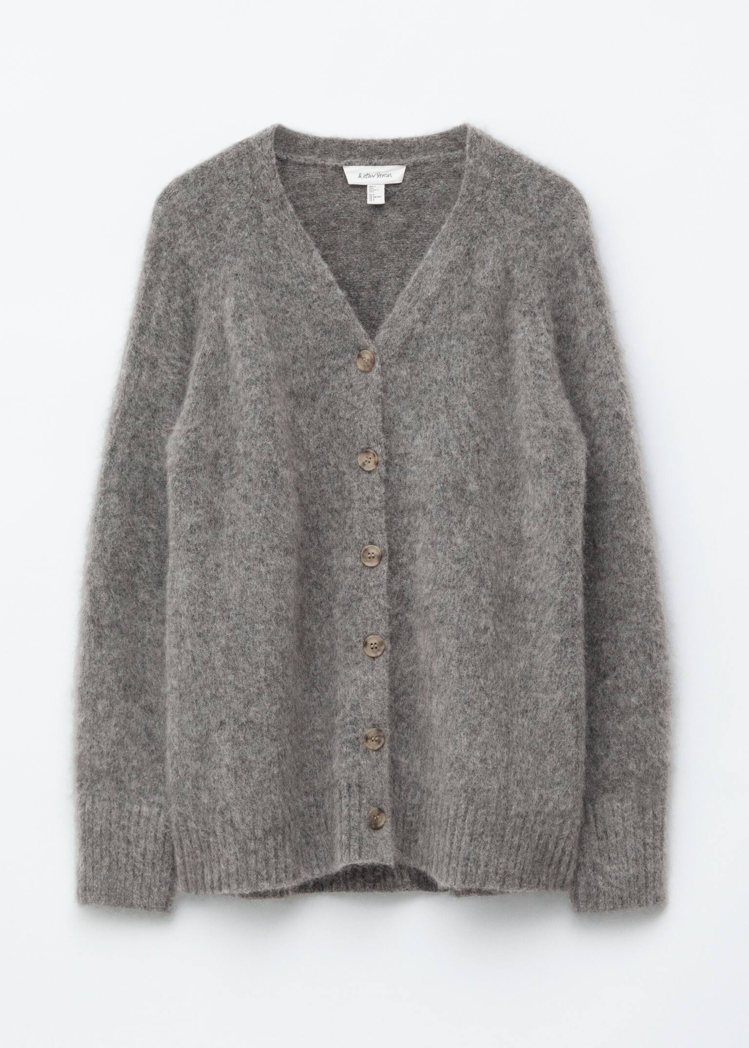 Cardigan long en mohair mélangé - Gris/Bleu foncé/Beige - 2