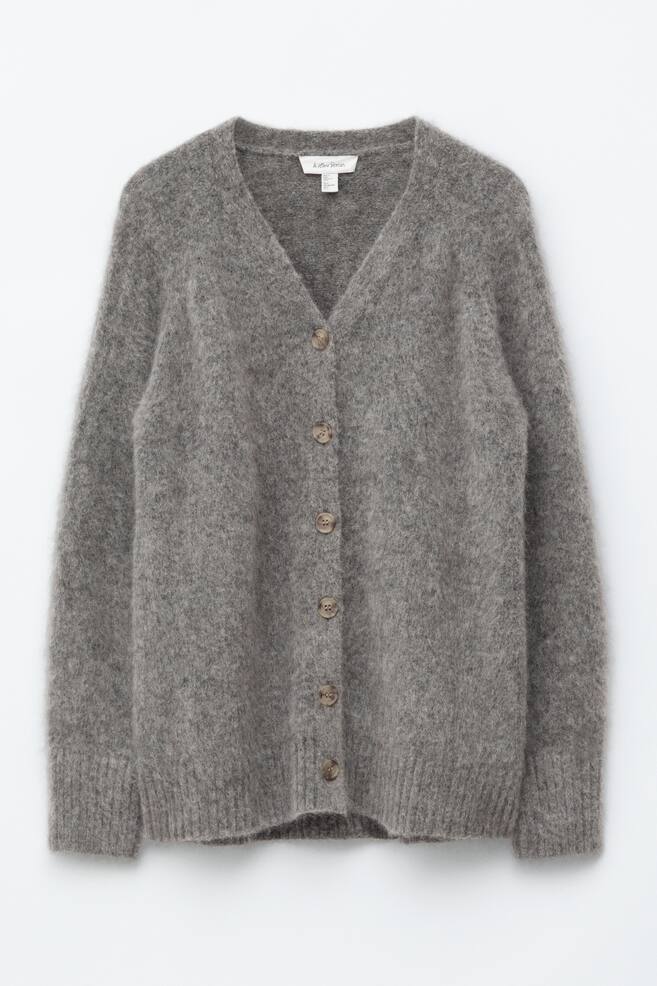 Long Mohair-Blend Cardigan - Grey - 1