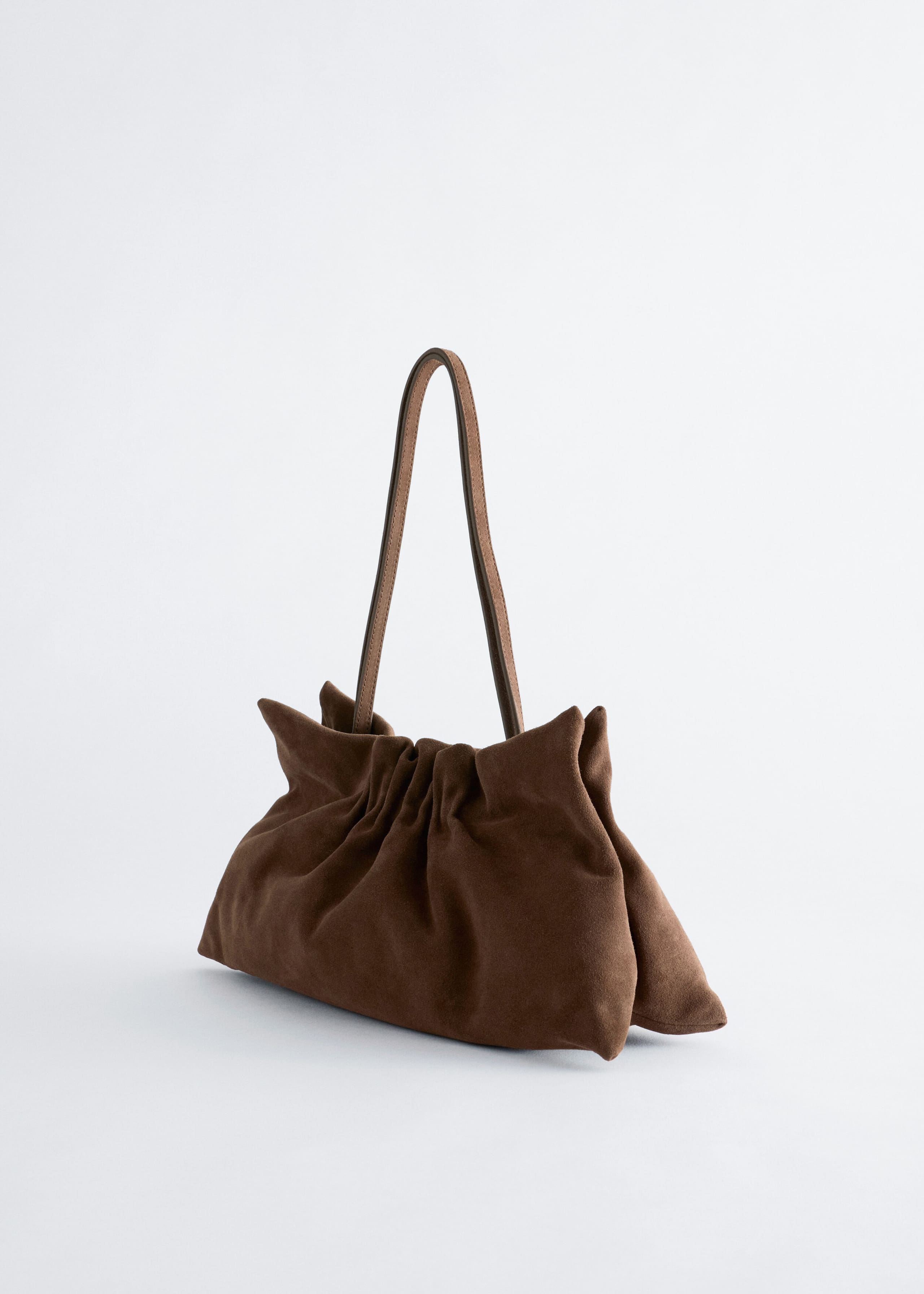Ruched Leather Shoulder Bag - Brown - Still Life