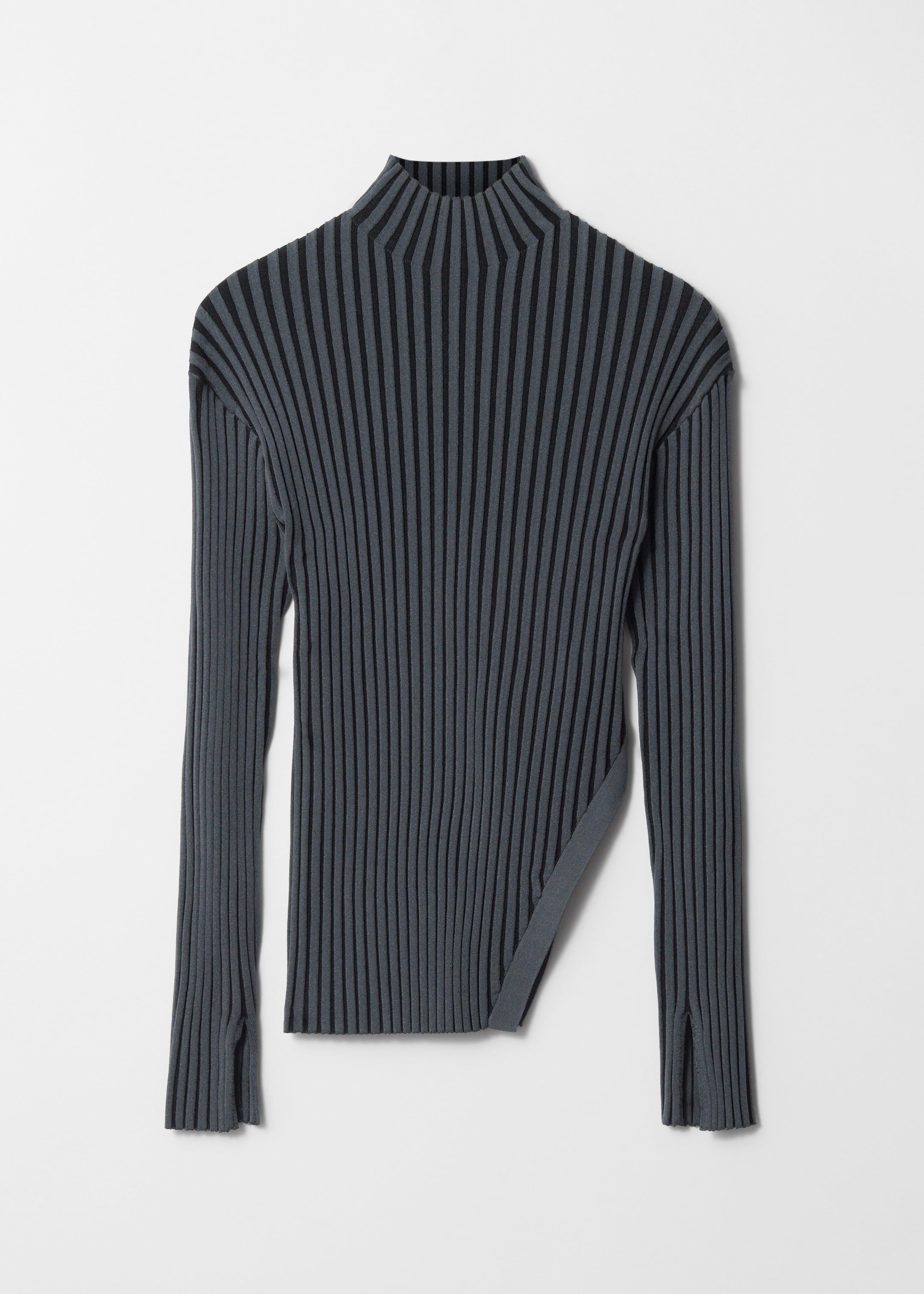 Visa större bild: Asymmetrisk ribbstickad topp - Marinblå - DAM | H&M SE 1