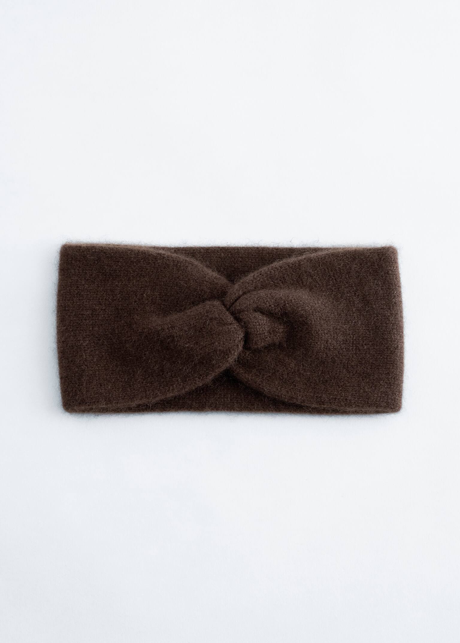Twist-Front Cashmere Headband - Marrón oscuro/Burdeos/Blanco/Beige