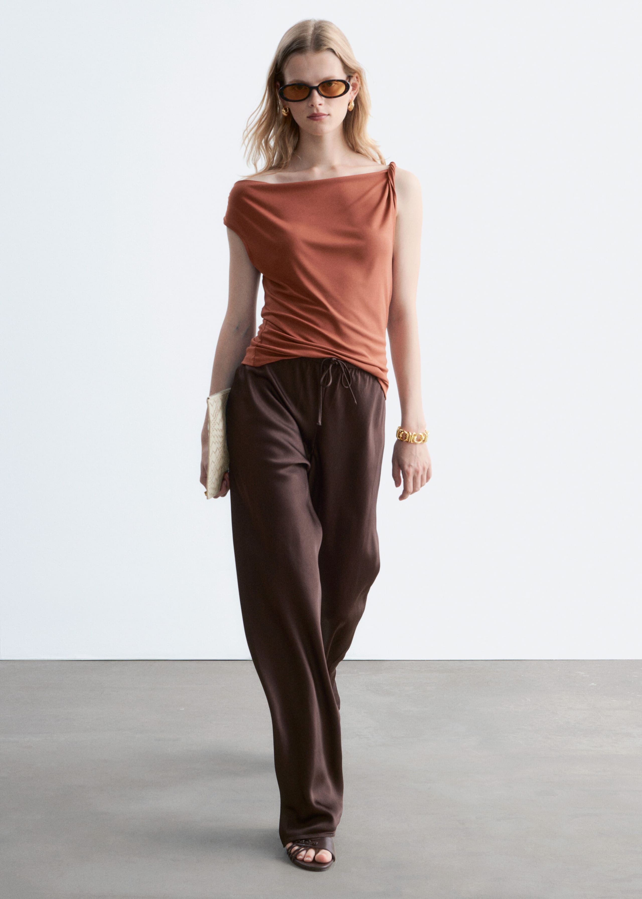 Twist-Shoulder Jersey Top - Light Blue - Lookbook