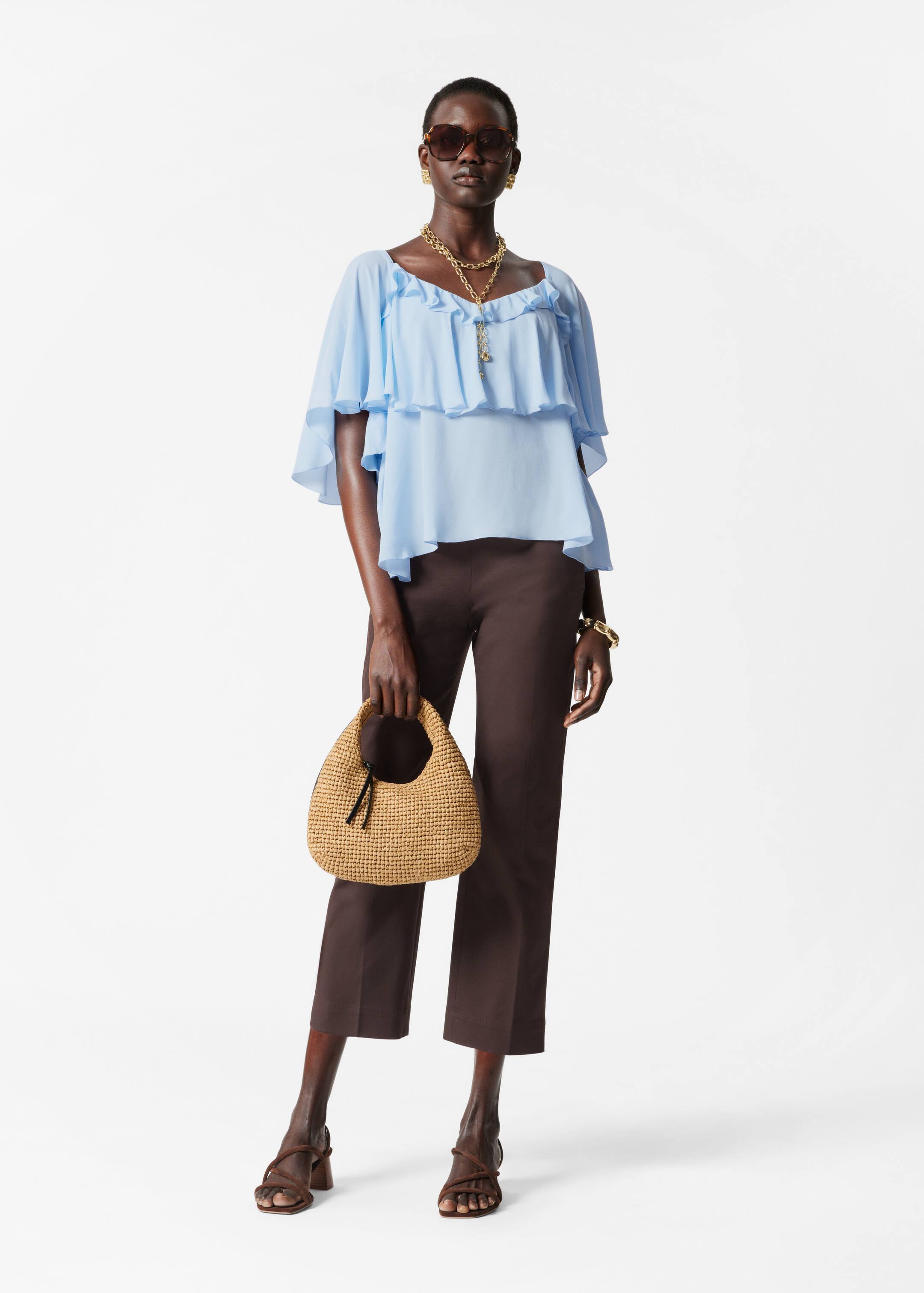 Grotere afbeelding bekijken: Blouse met ruches - Lichtblauw - DAMES | H&M BE 2