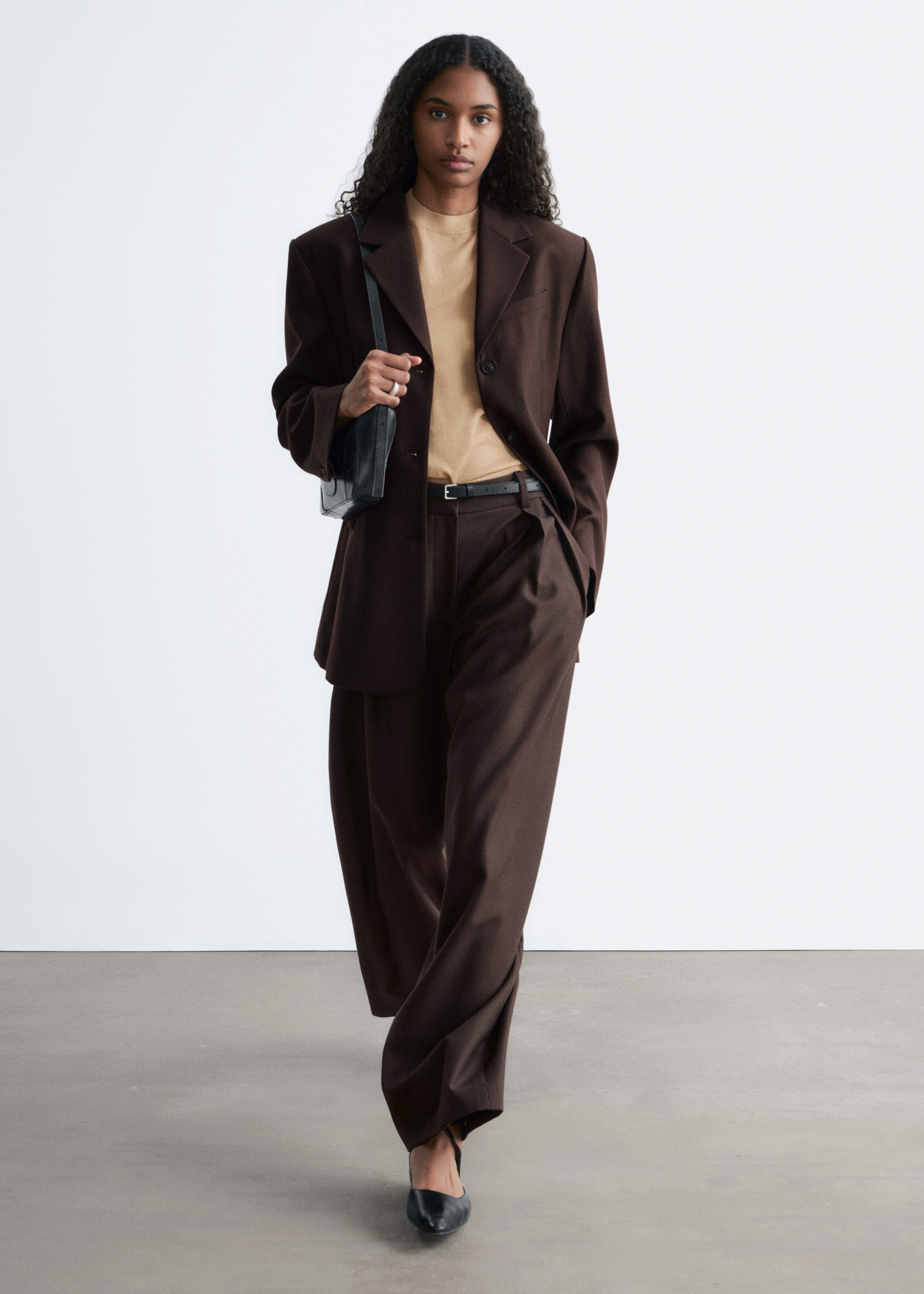 パンツ Nullus WOOL BLEND TAILORED TROUSERS Wool-Blend Tailored Trousers - Dark Brown - & Other Stories US