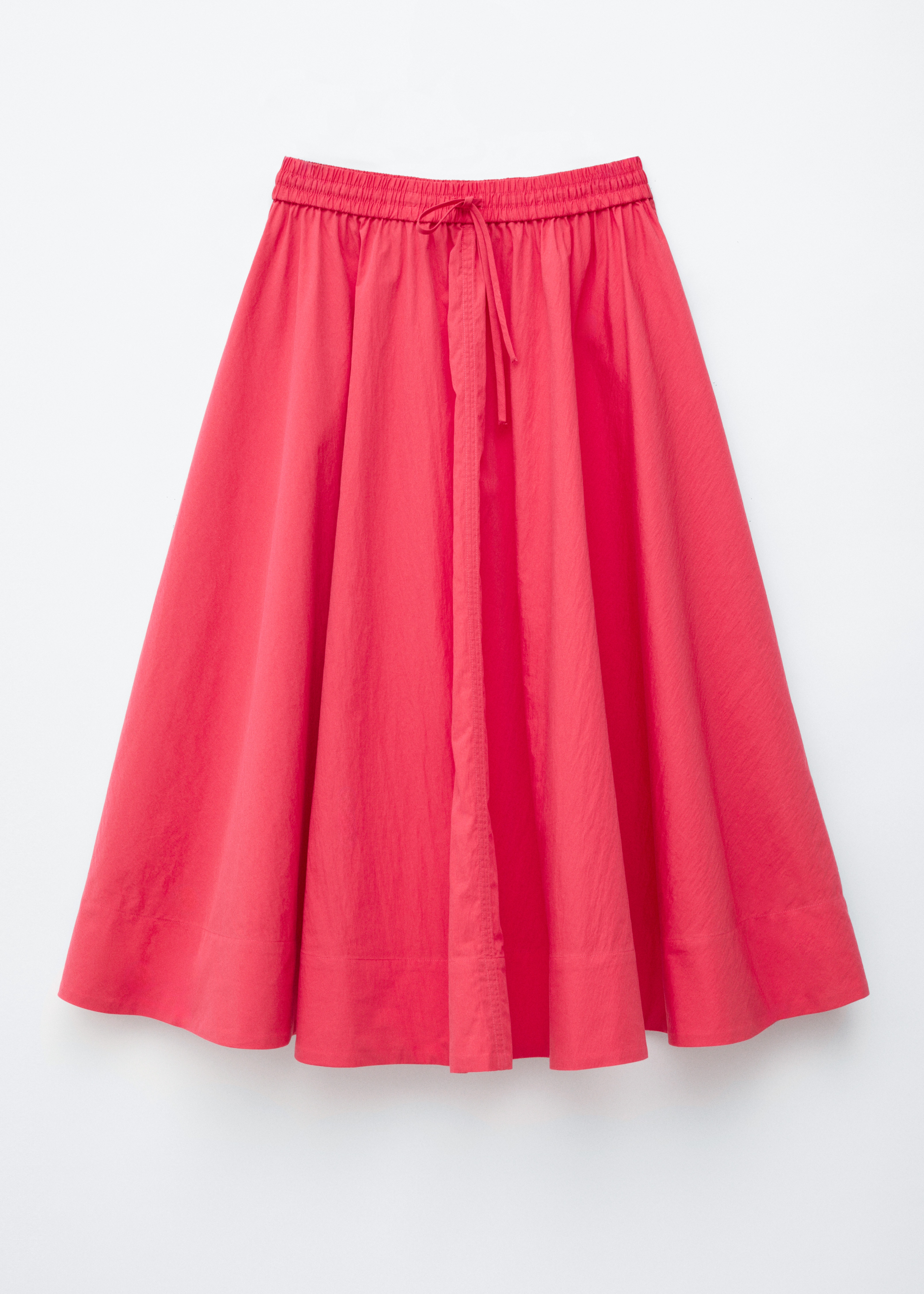 Geraffter A-Linien-Maxirock - Rot/Weiß/Schwarz