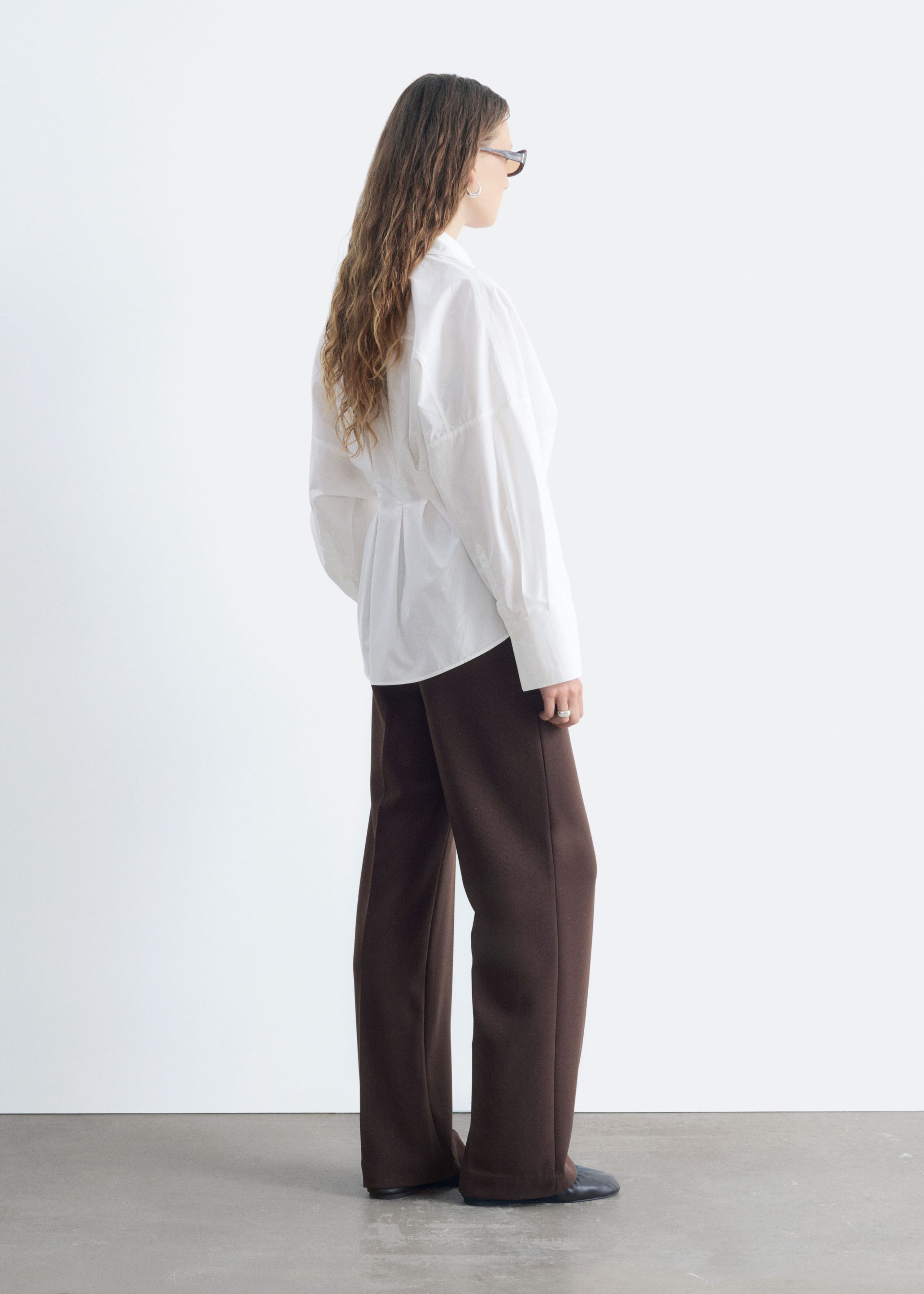 Tailored Press Crease Trousers - Dark Brown - Lookbook