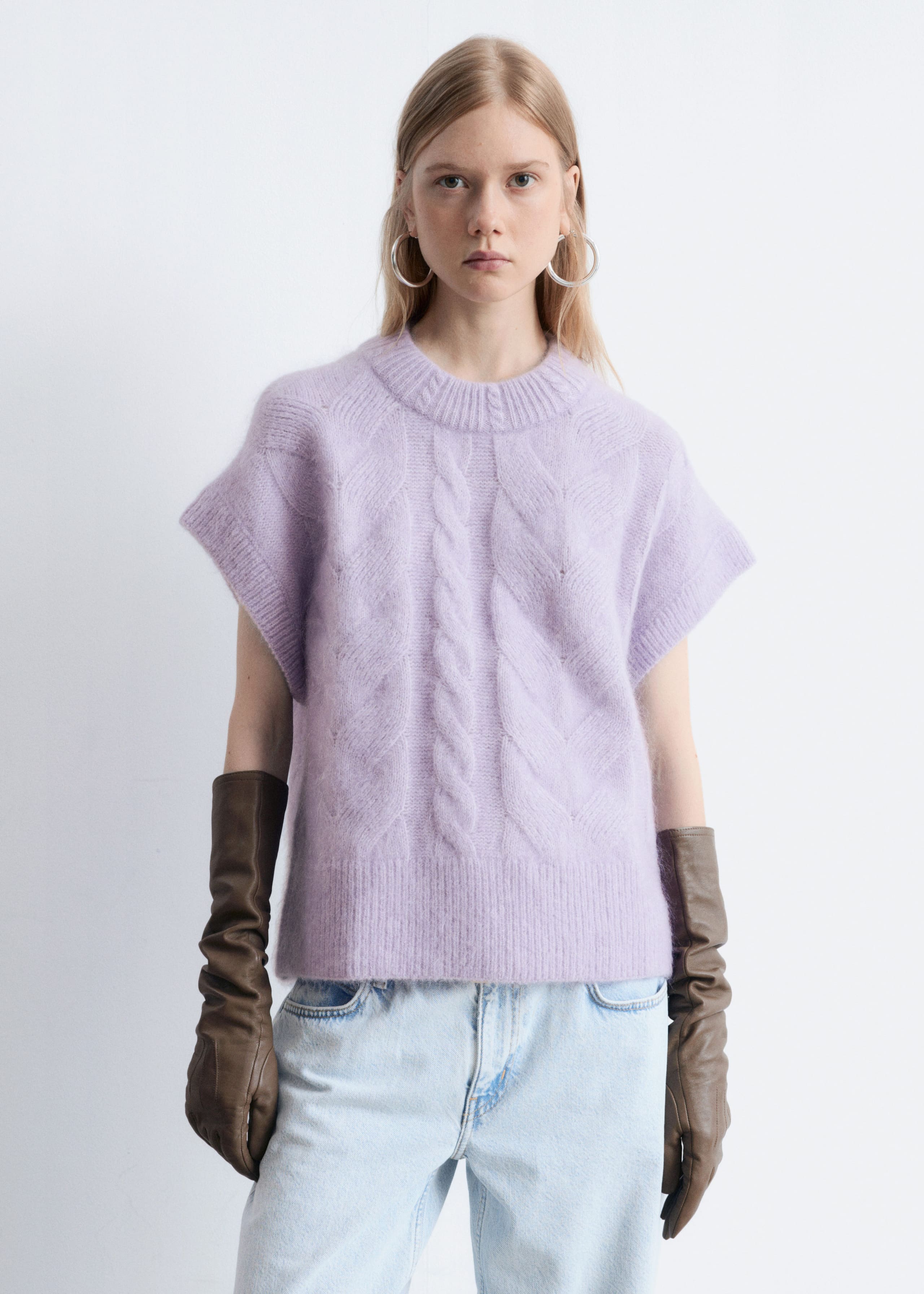 Image of Cable-Knit Mohair-Blend Vest