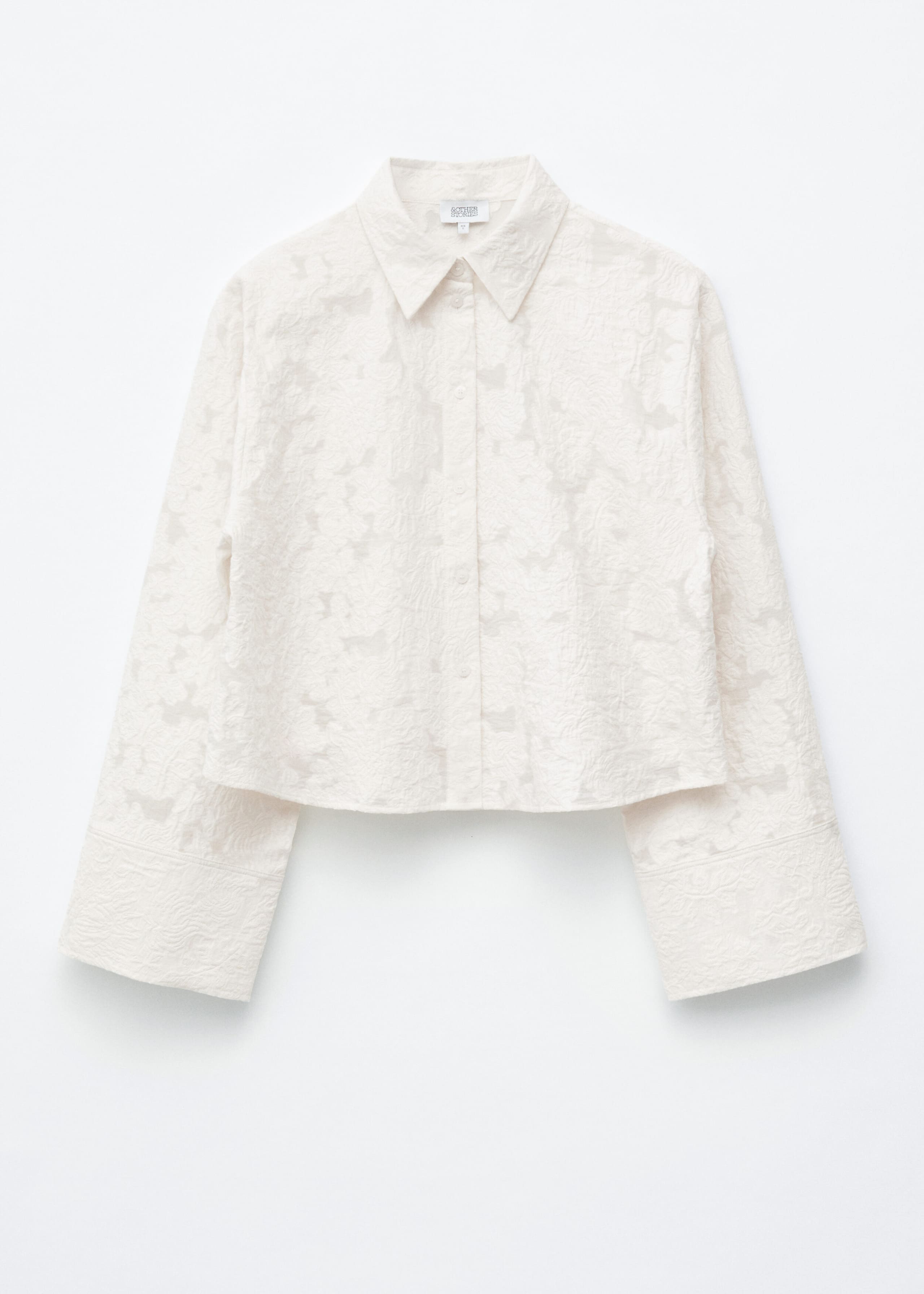 Ruimvallende jacquardblouse - Wit - Stilleven