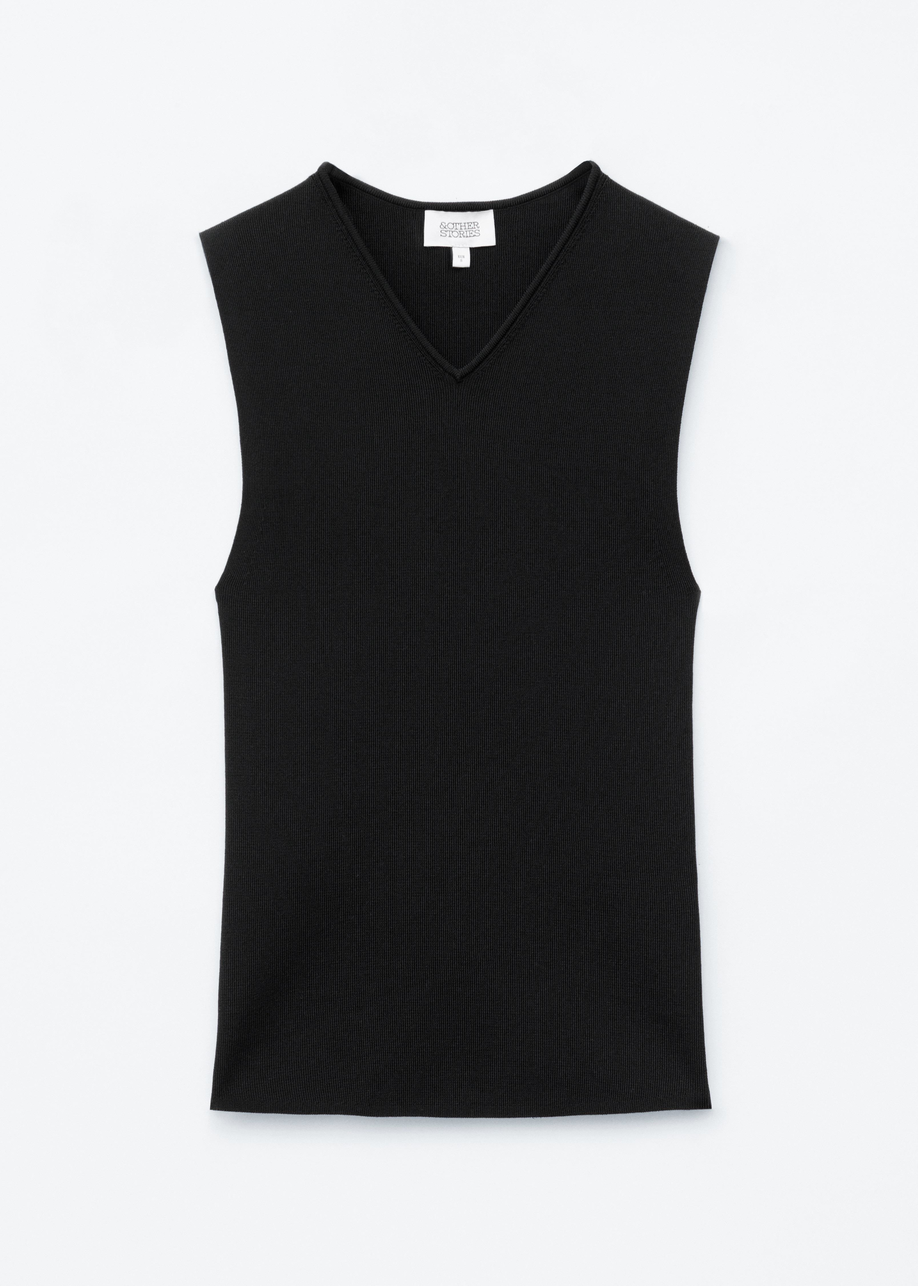 Sleeveless V-Neck Knitted Top - Black/Yellow
