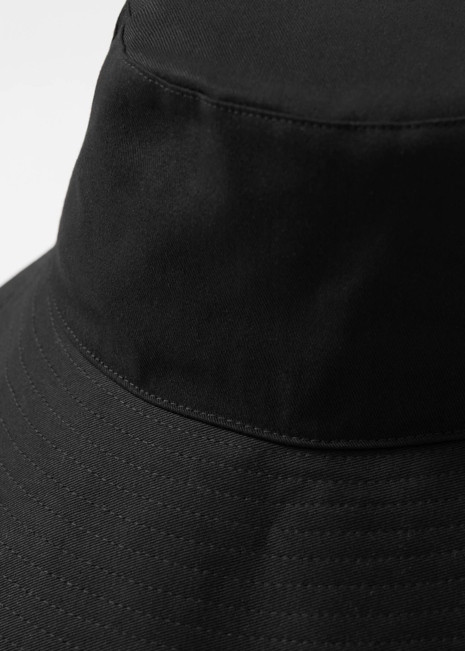 Wide-Brim Cotton Sun Hat - Negru/Alb - 3