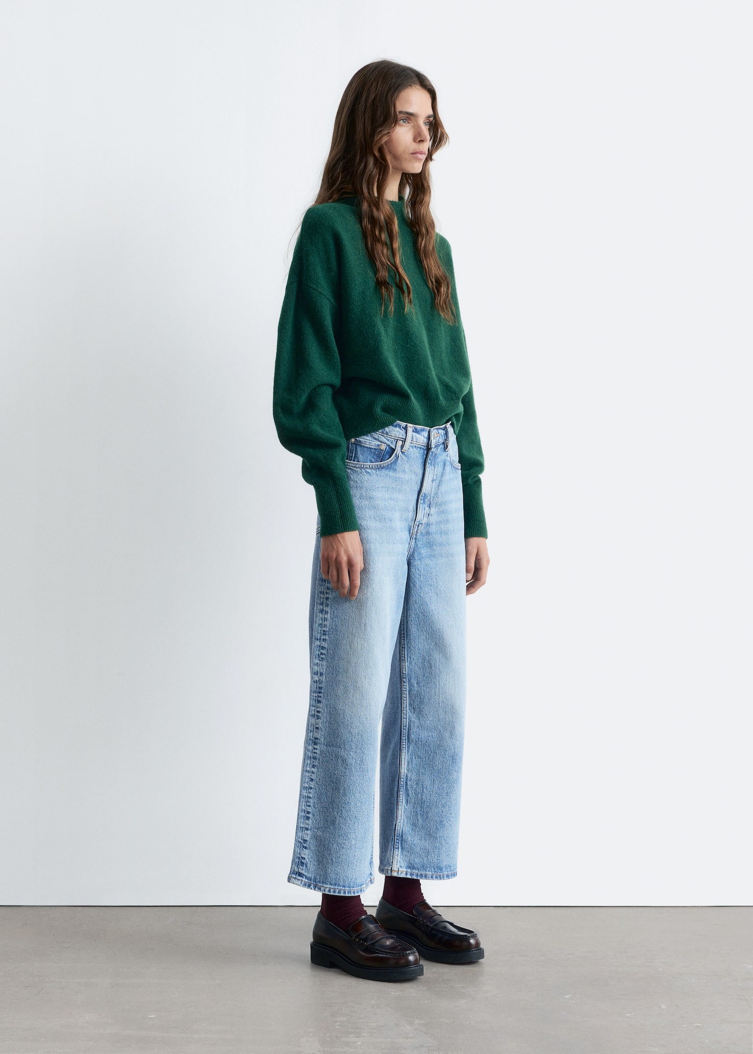 Mock-Neck Sweater - Dark Green/Black - 4