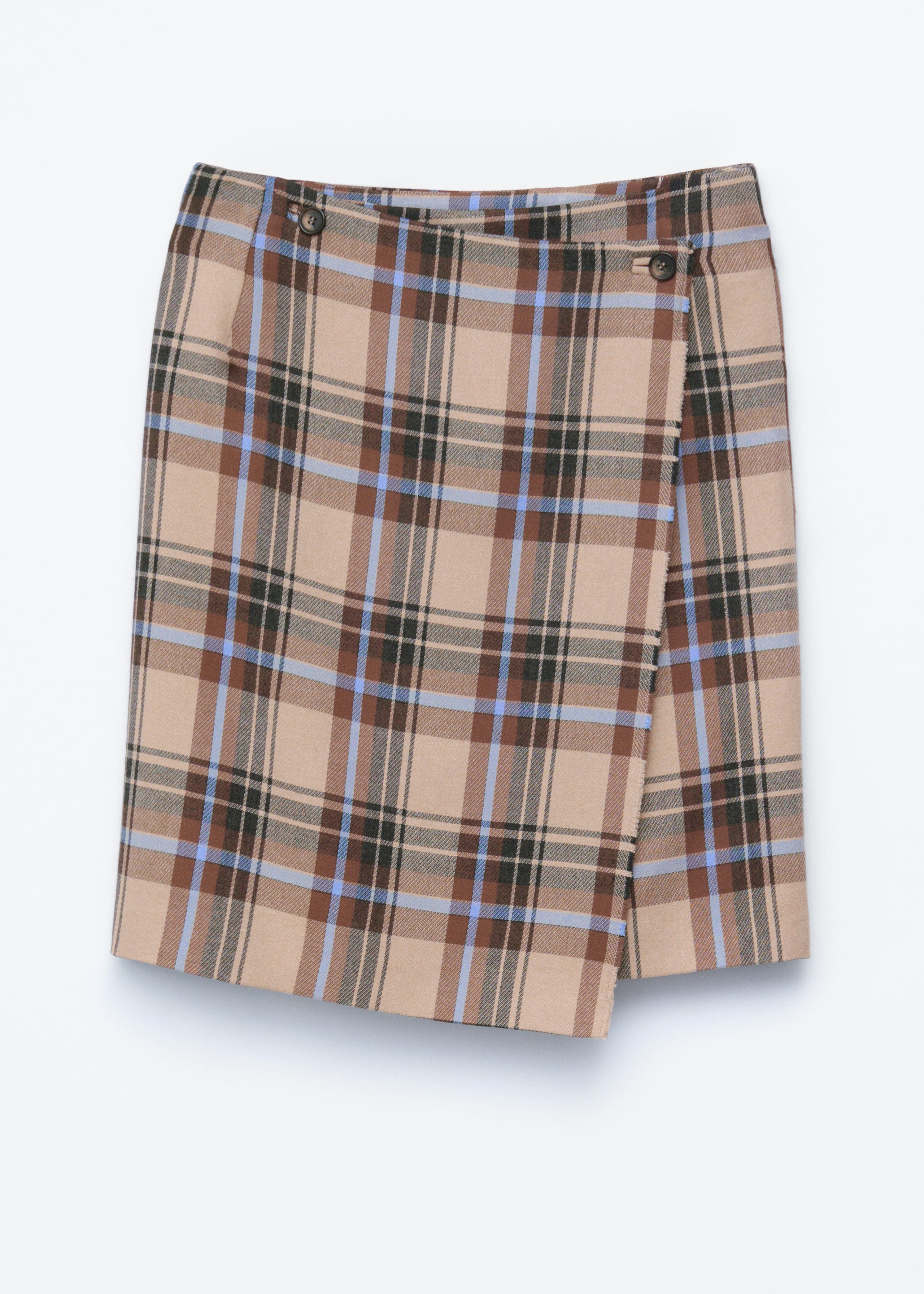 Image of Knee-Length Tartan Wrap Skirt