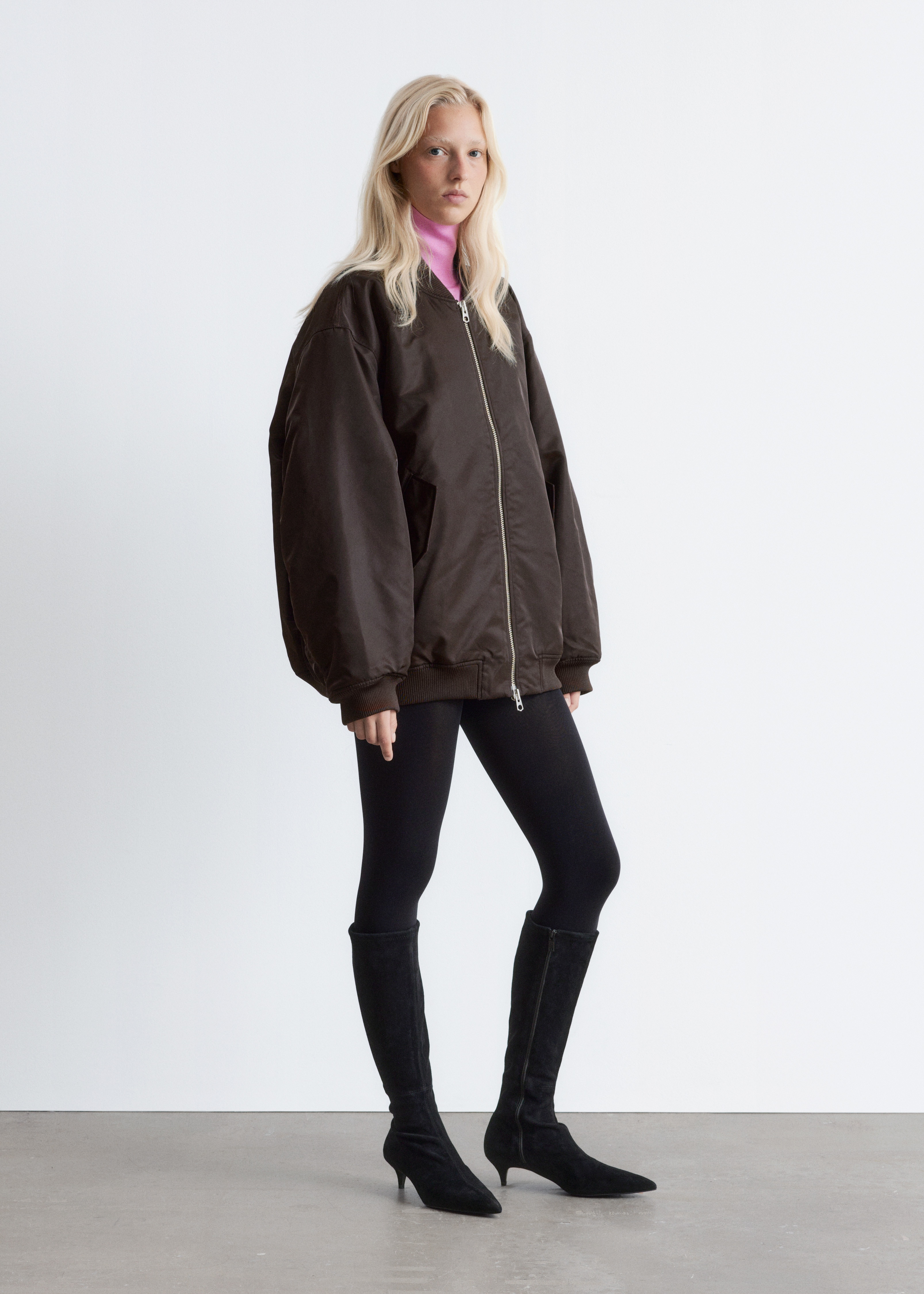 Stretch-Suede Knee Boots - Black