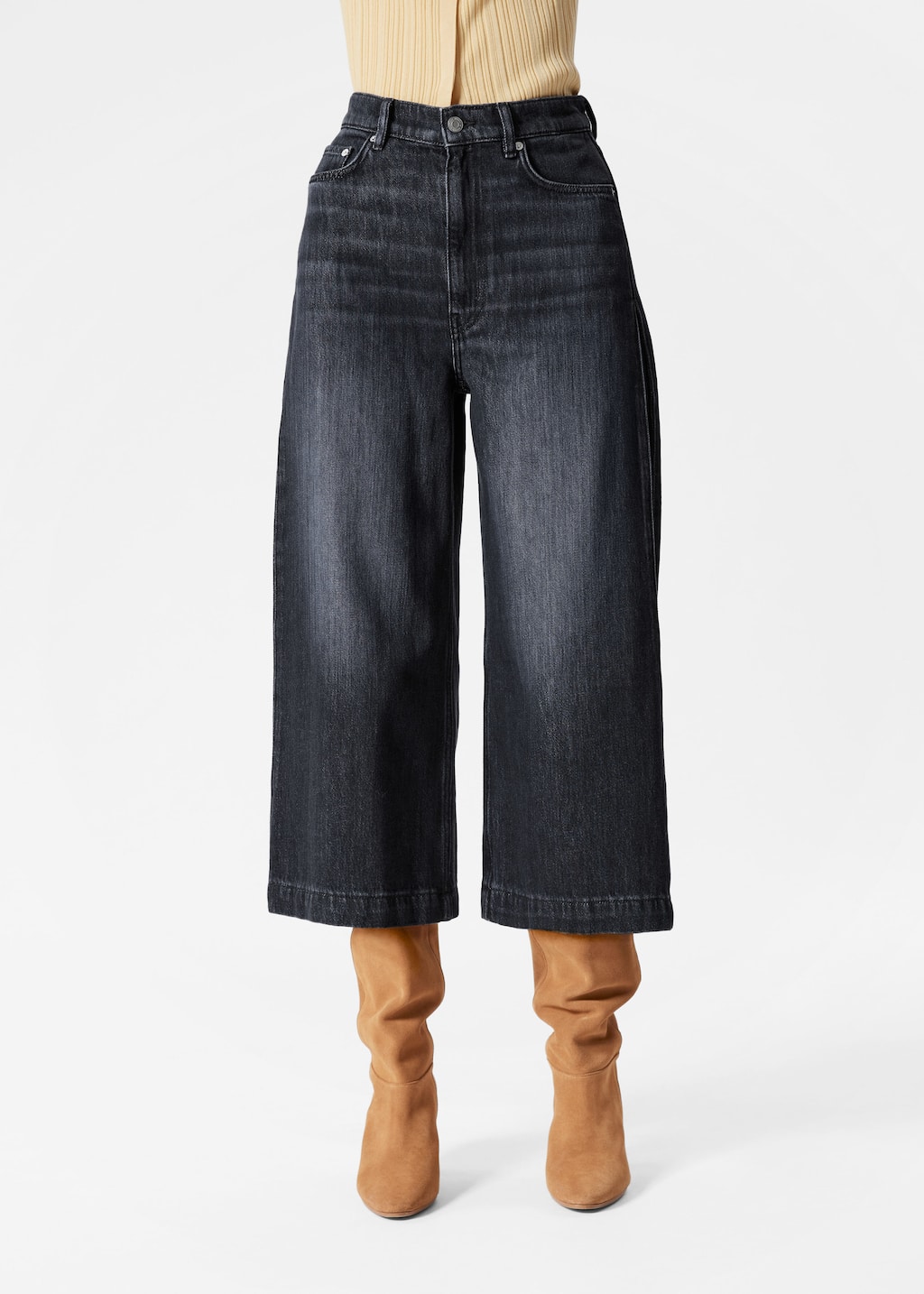 Image of Cropped Wide-Leg Jeans