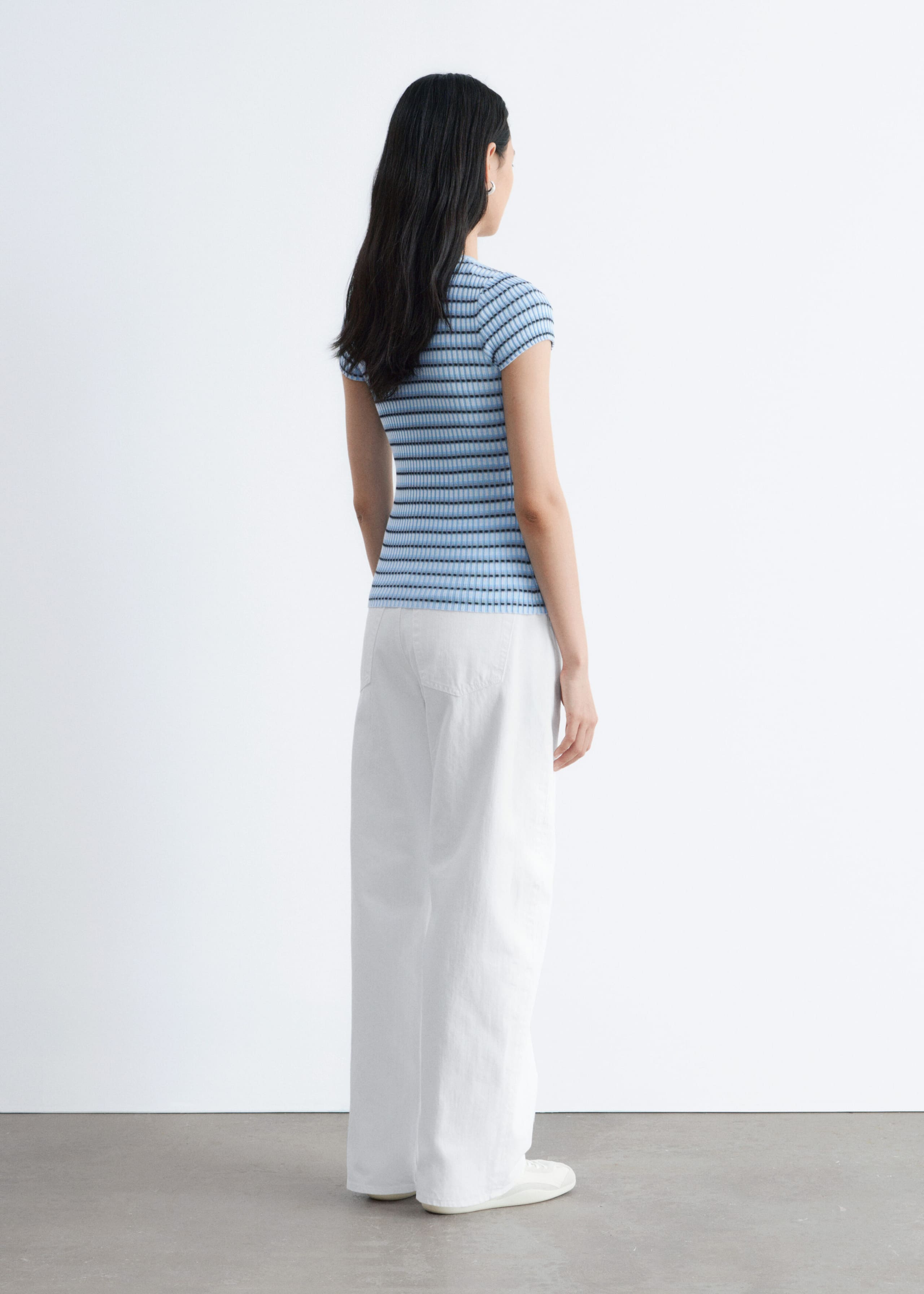 Image of Striped Rib-Knit T-shirt