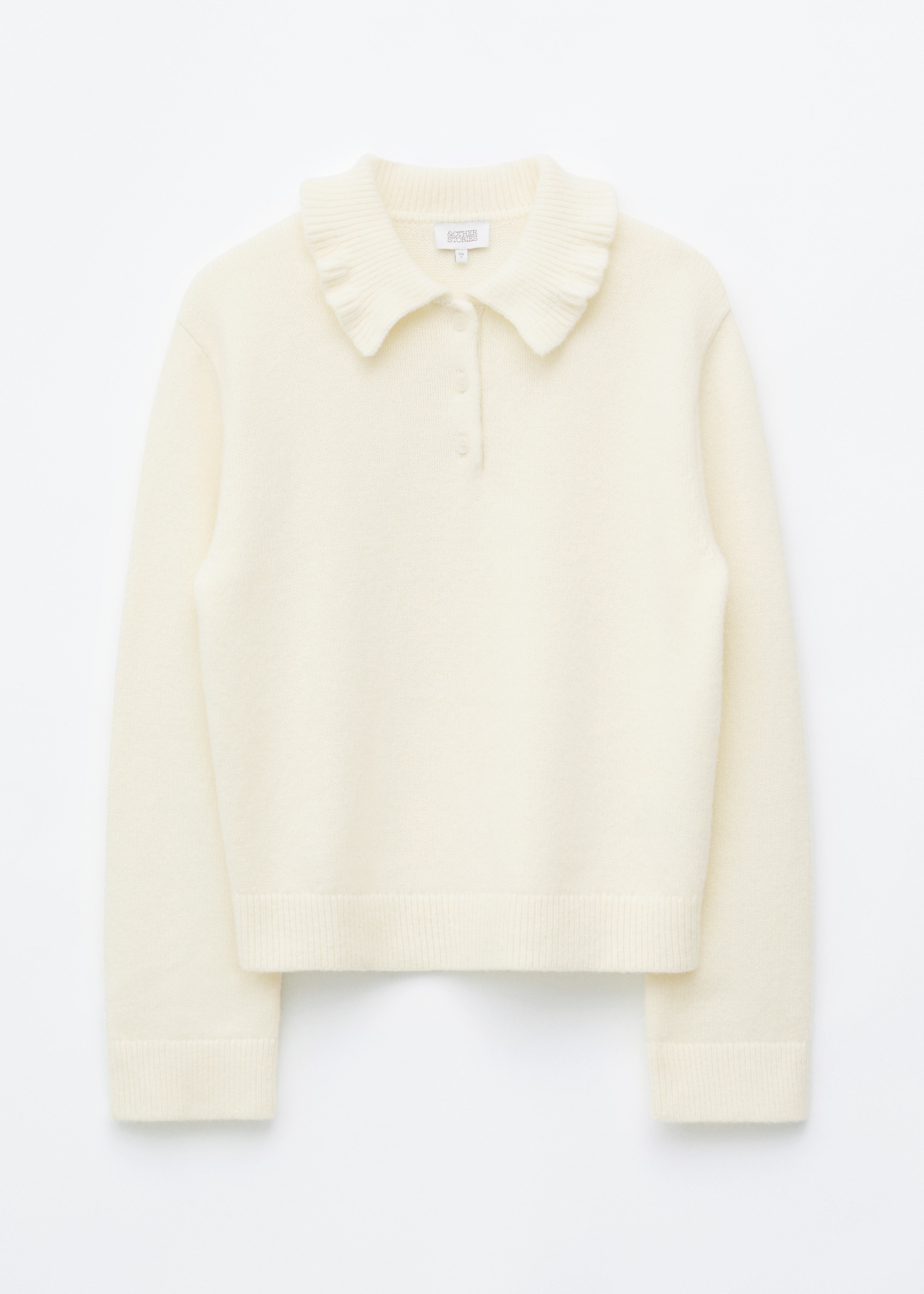 Tröja med volangkrage - Crèmevit/Beige