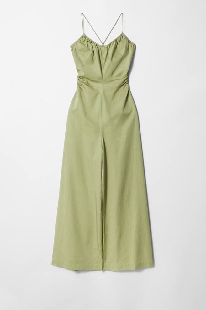 Rückenfreier Jumpsuit mit weitem Bein - Hellgrün - 1