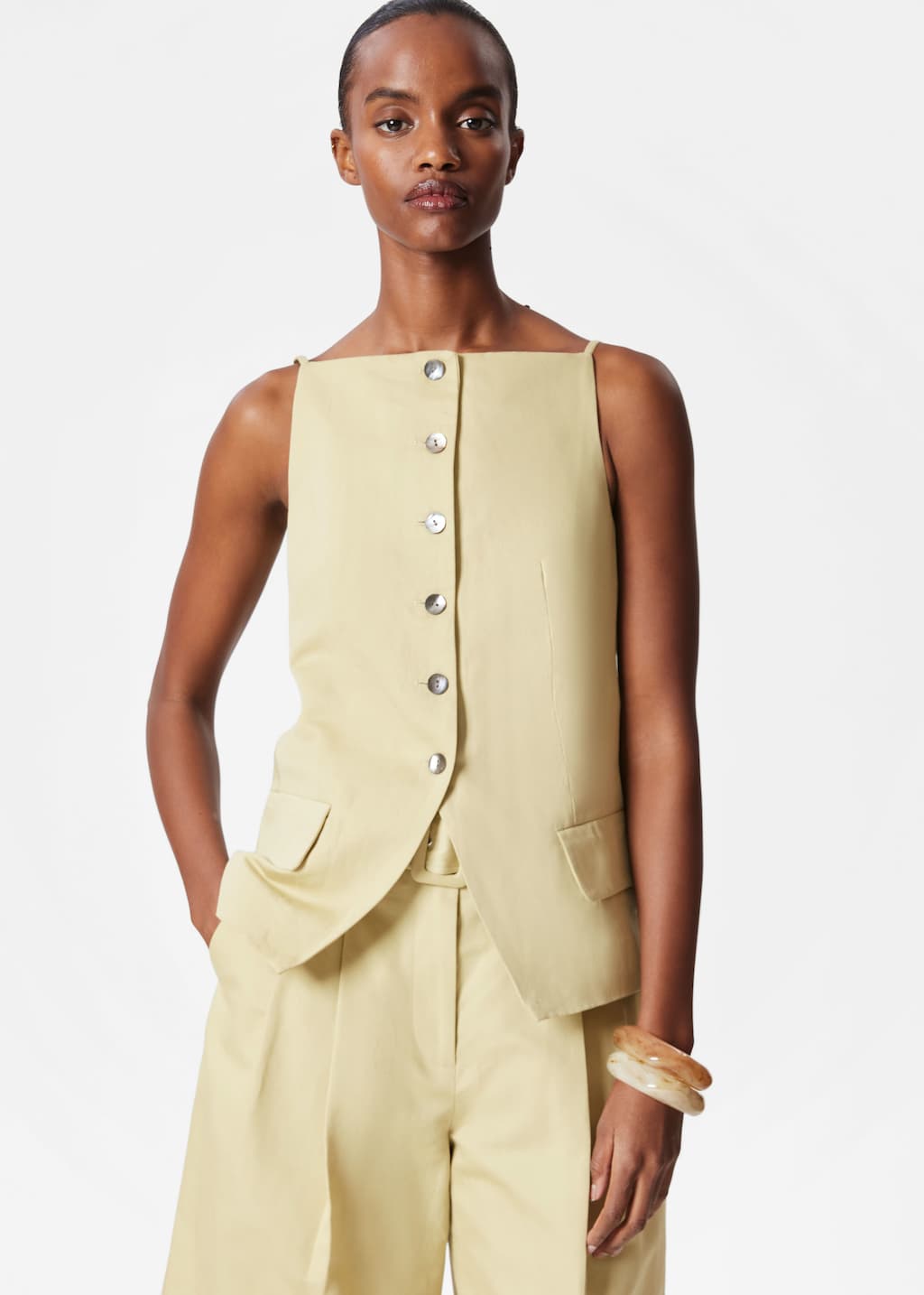 Top sans manches habillé - Jaune - Lookbook