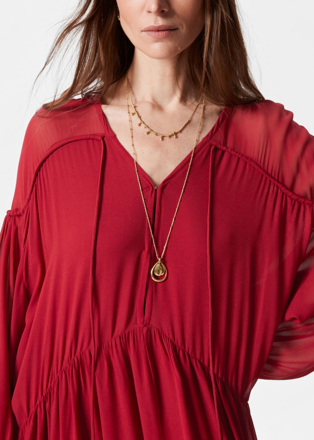 Robe longue fluide - Rouge foncé - Lookbook