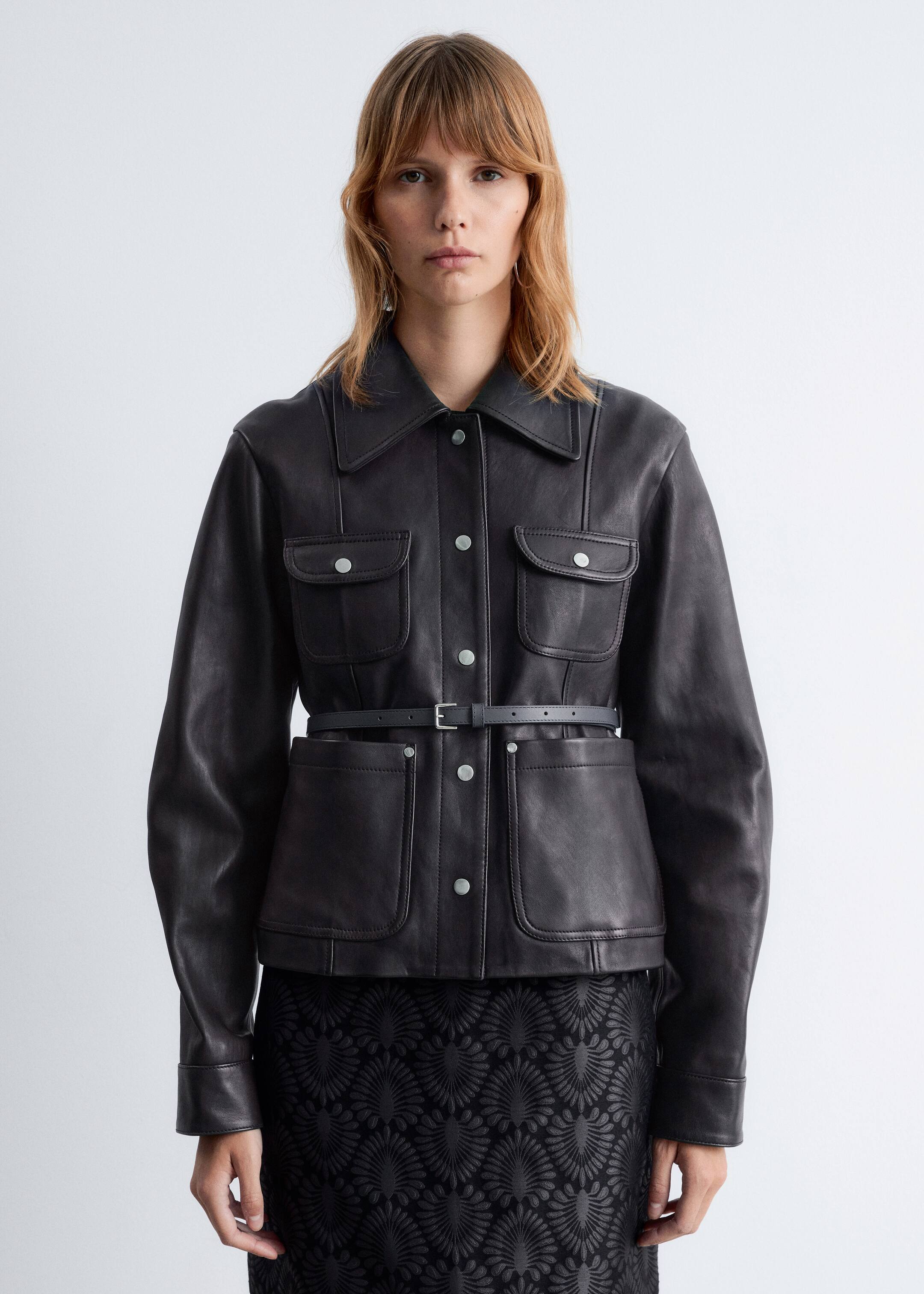 Größeres Bild ansehen: Patch-Pocket Leather Jacket - Black - Ladies | H&M DE 3