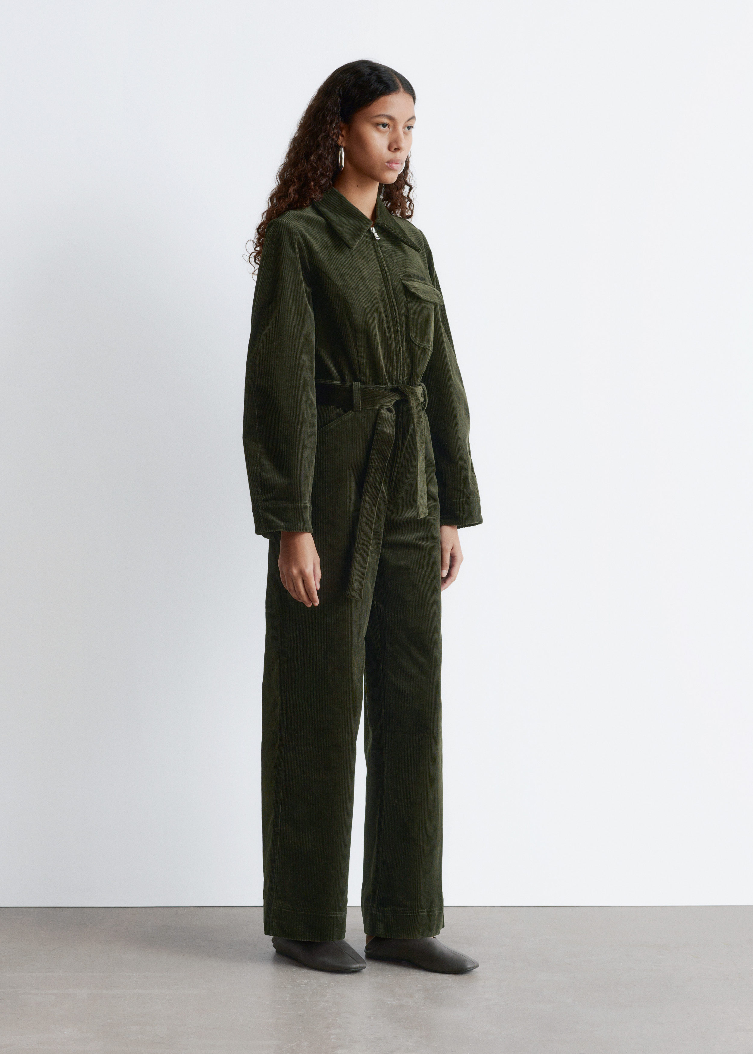 Belted Corduroy Jumpsuit - Dark Green - & Other Stories US