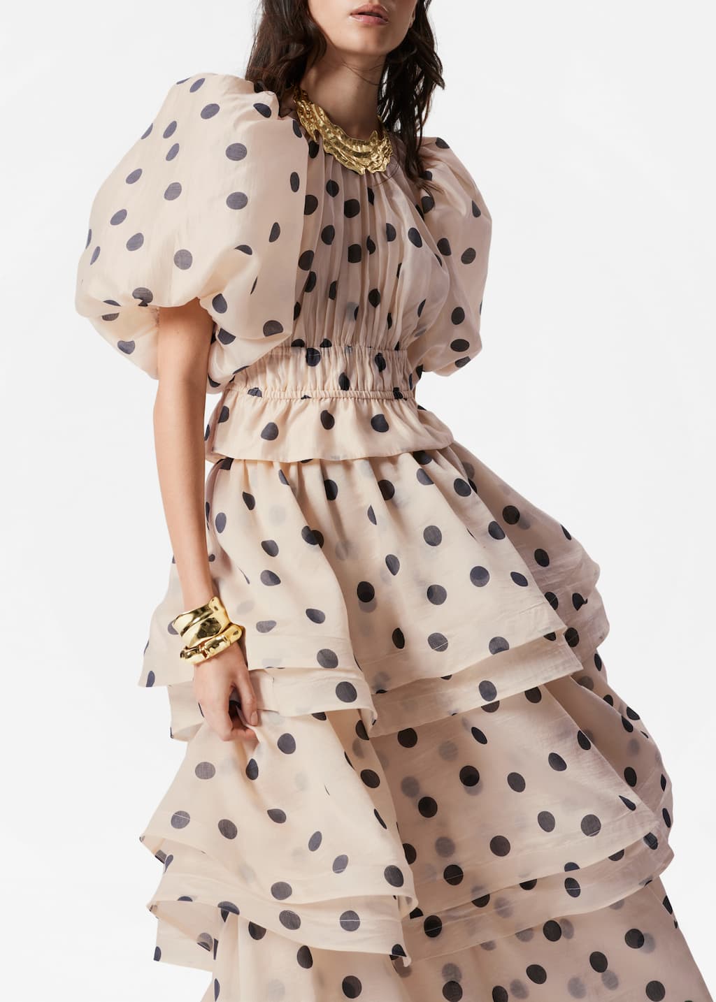 Ruched Balloon-Sleeve Blouse - Yellow - Lookbook