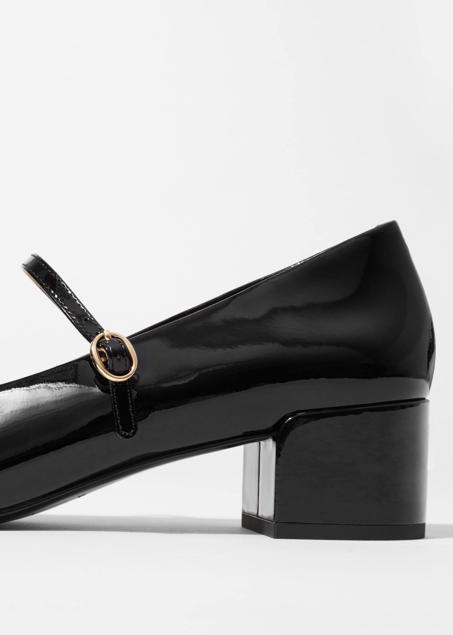 Mary Jane-pumps i læder - Sort/Mørkebrun skildpadde - 5