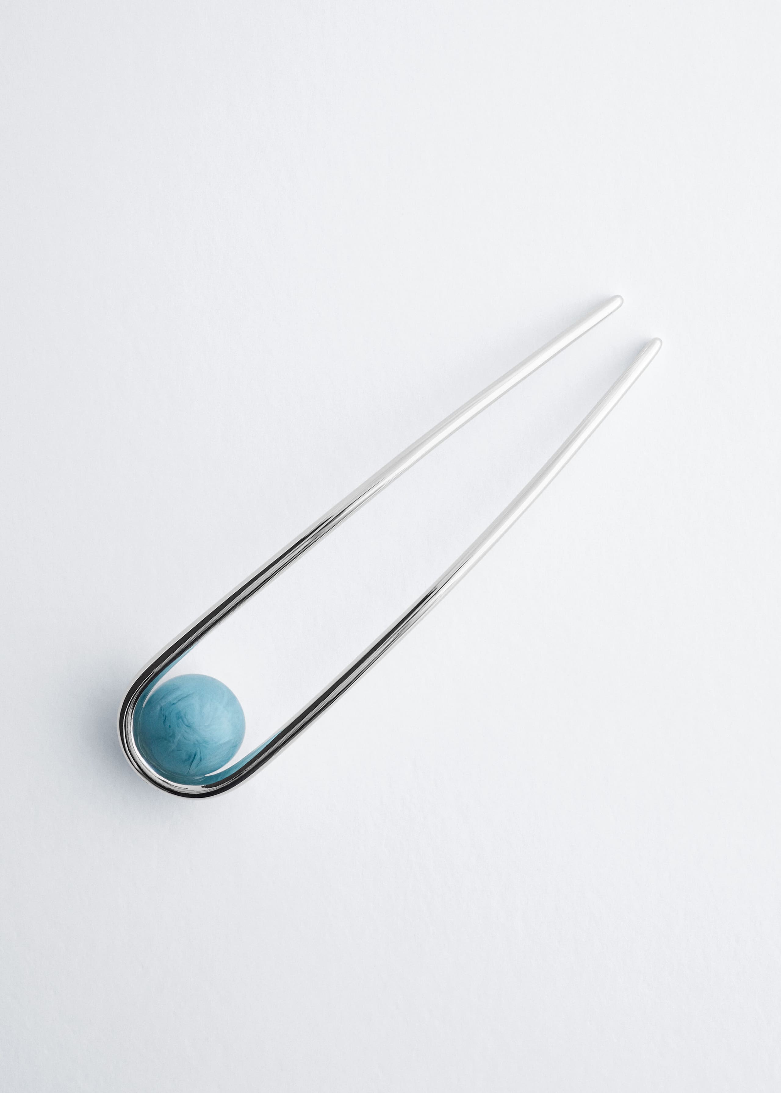 Gold-Tone Hair Pin - Silver/Blue - Still Life