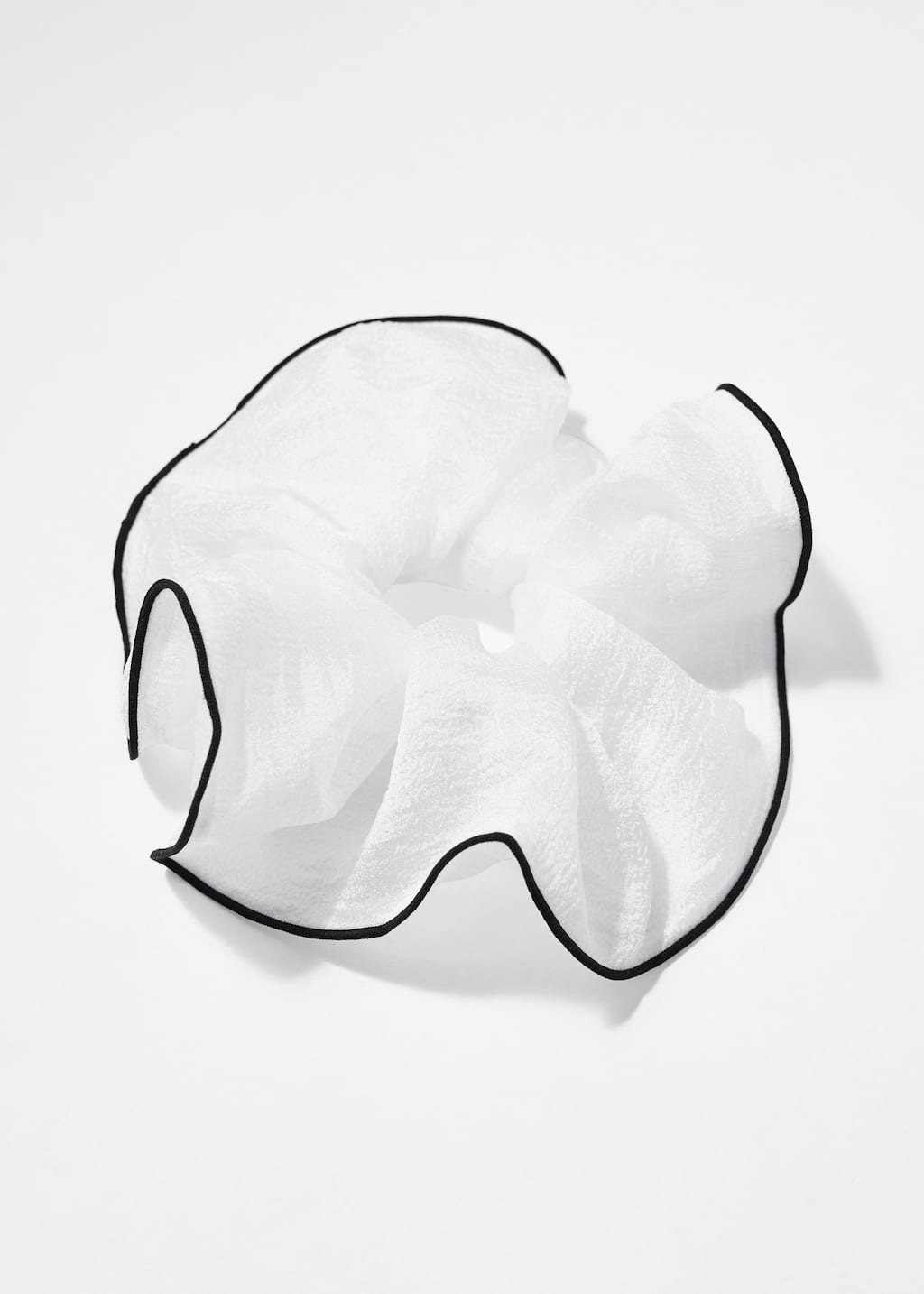 Piping-Detail Crêpe Scrunchie - White - Still Life