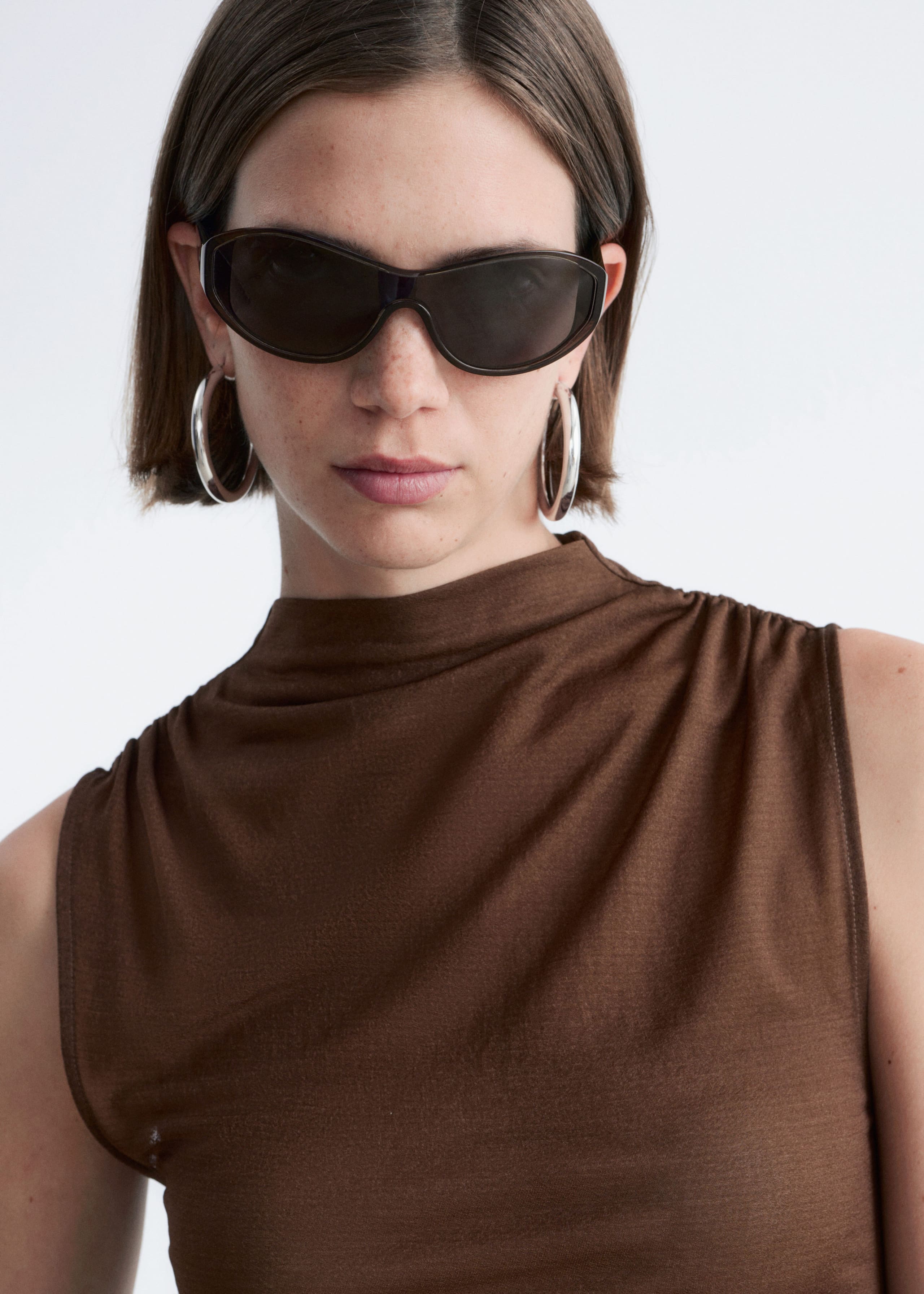 Image of Ruched Mock-Neck Top