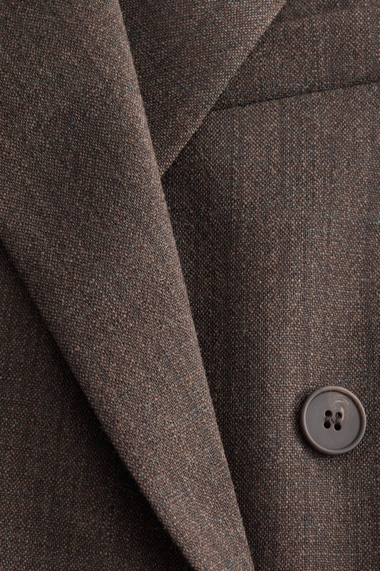 Blazer de trespasse em lã - Castanho escuro - 9