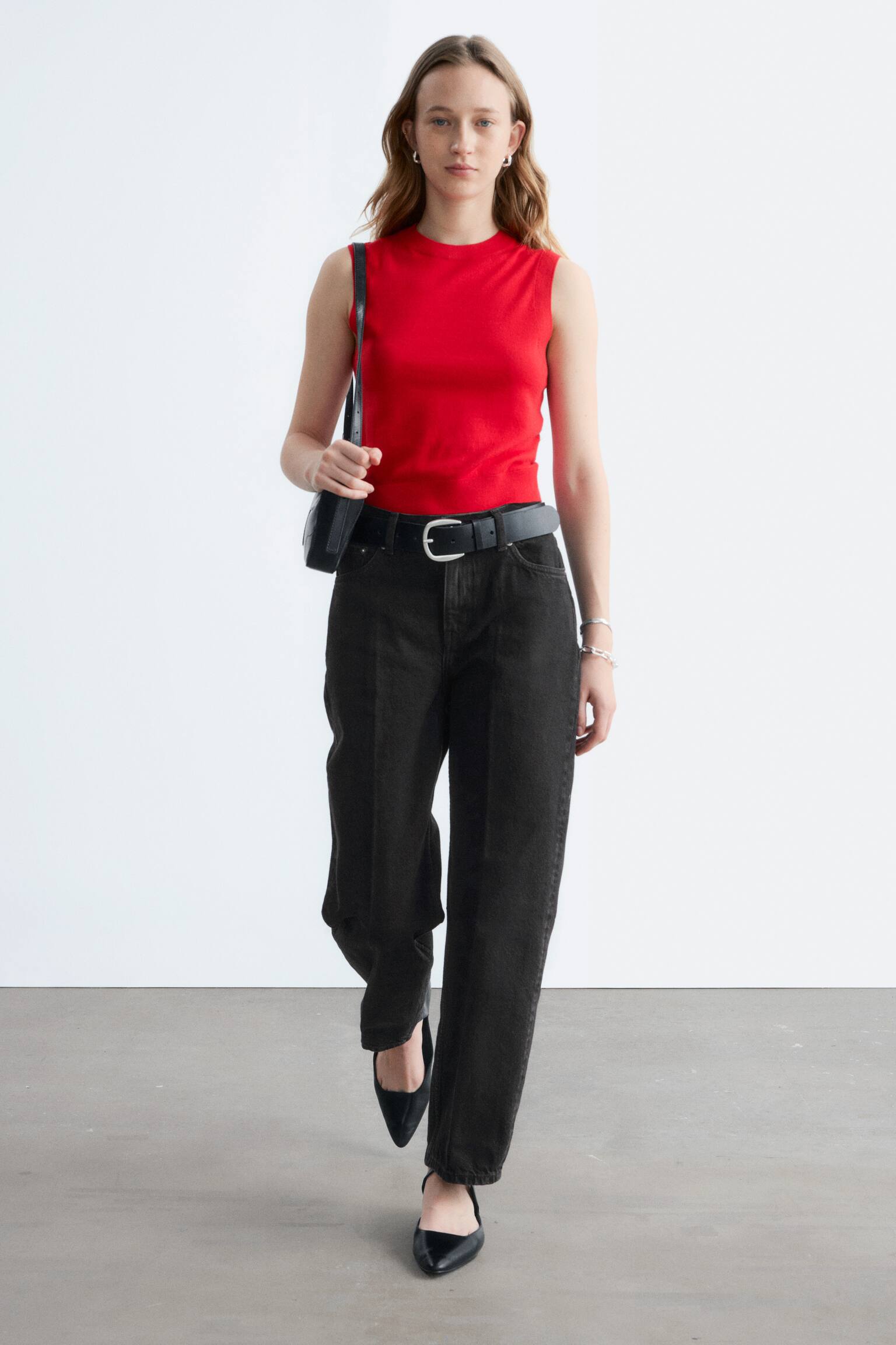 אפודת קשמיר סרוגה - אדום/תכלת - 4