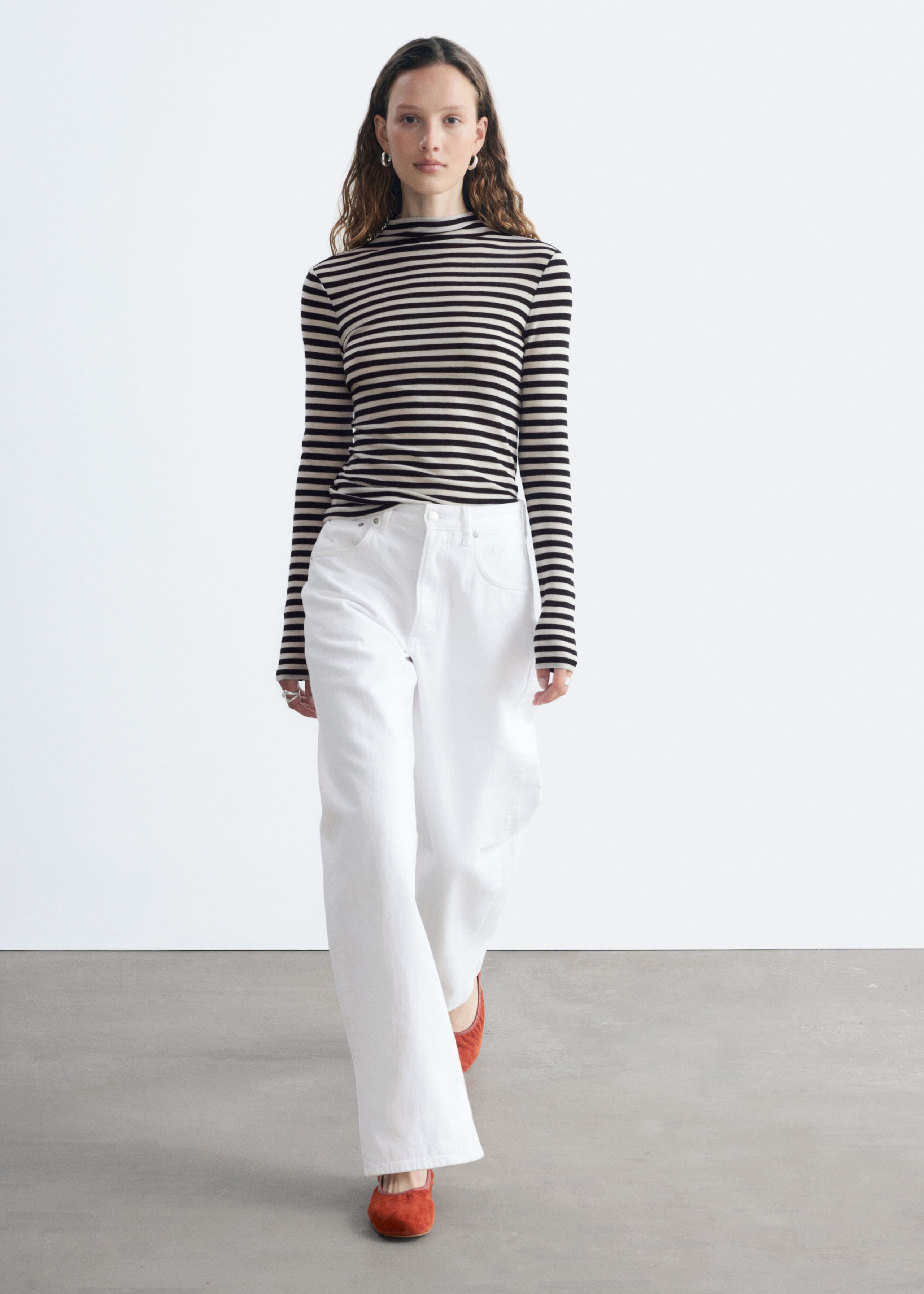Wool Mock-Neck Top - White/Black - Lookbook
