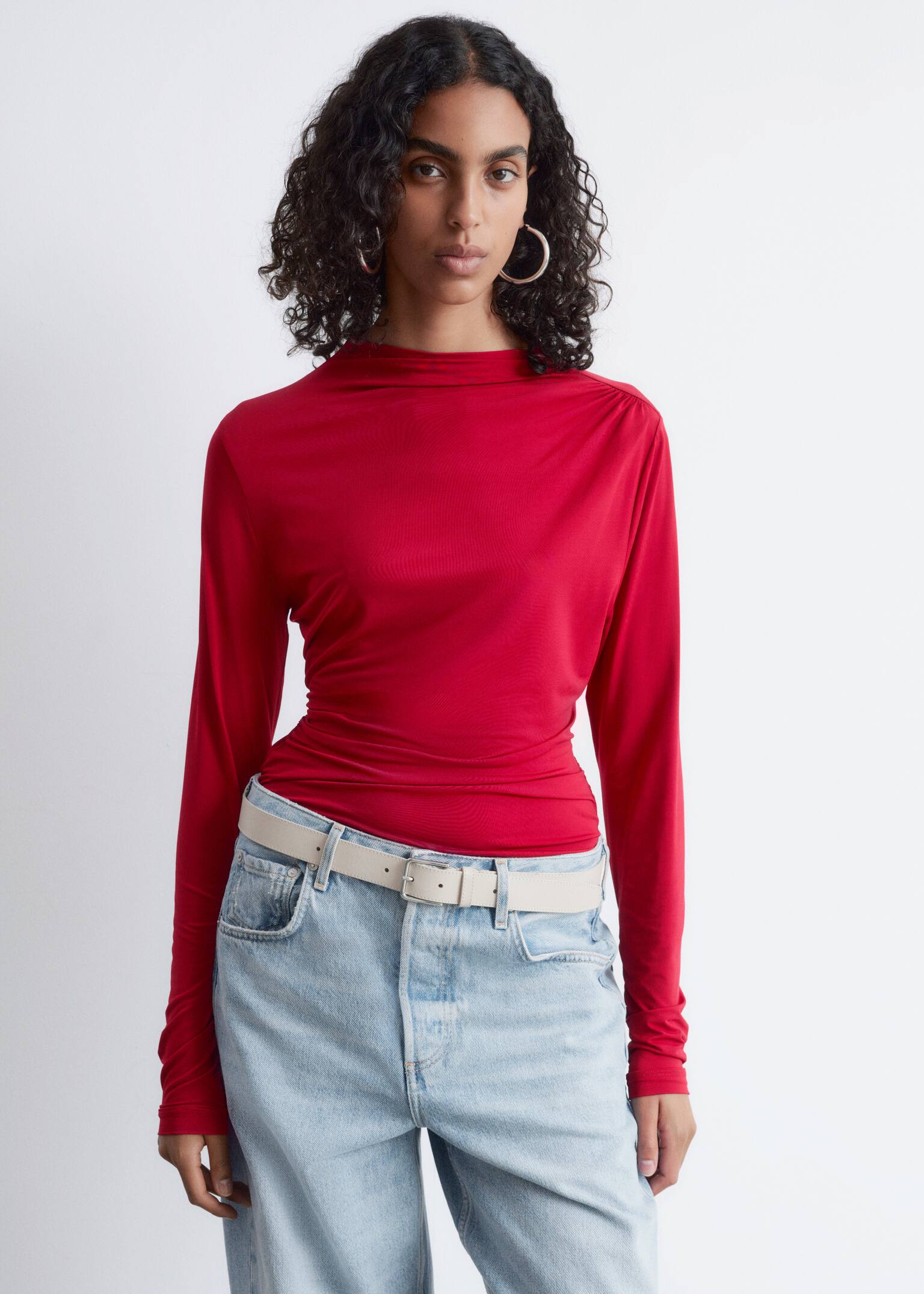 Draped Top - Red - 4