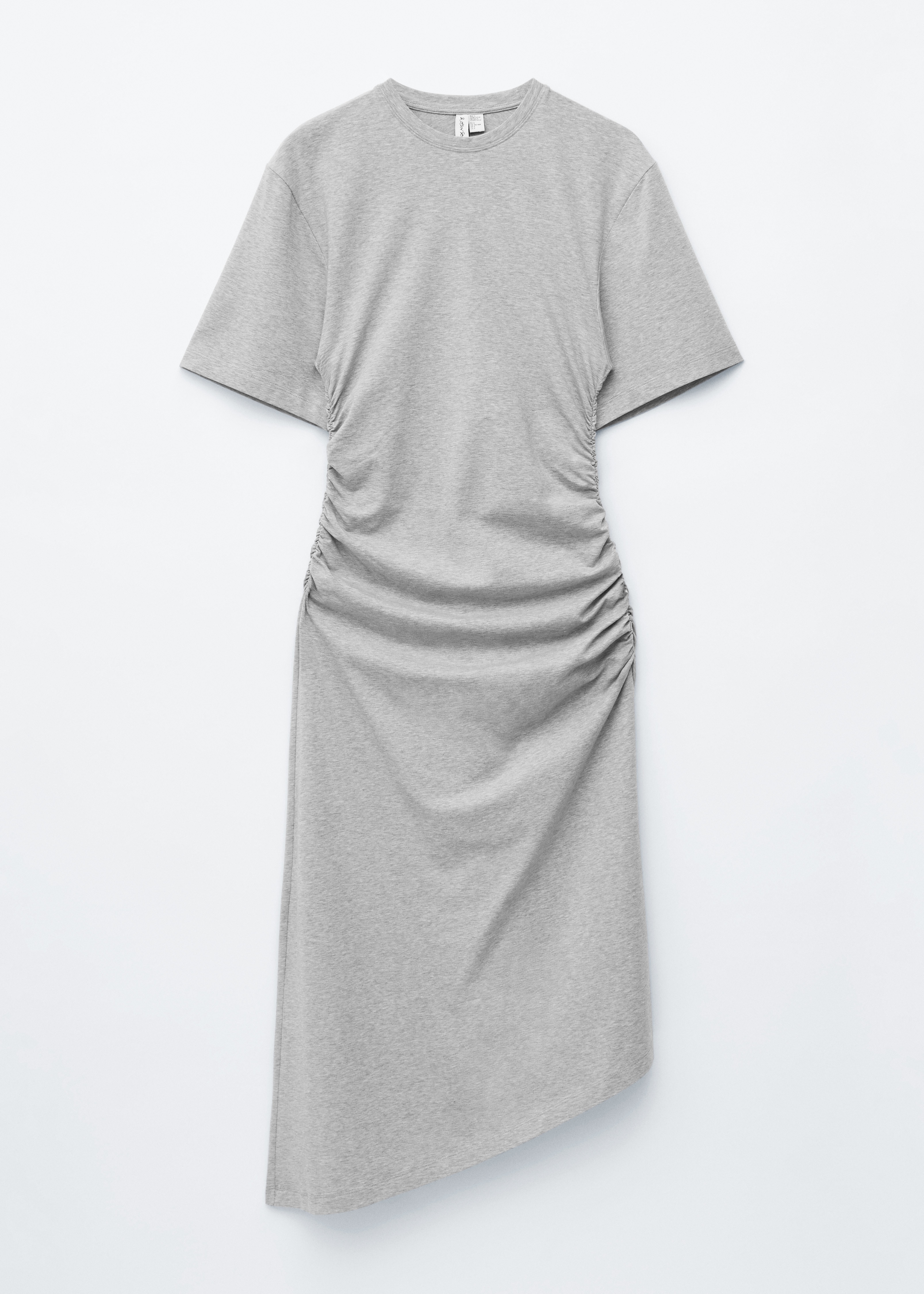 Asymmetric Midi T-Shirt Dress - Light Grey/Dark Brown