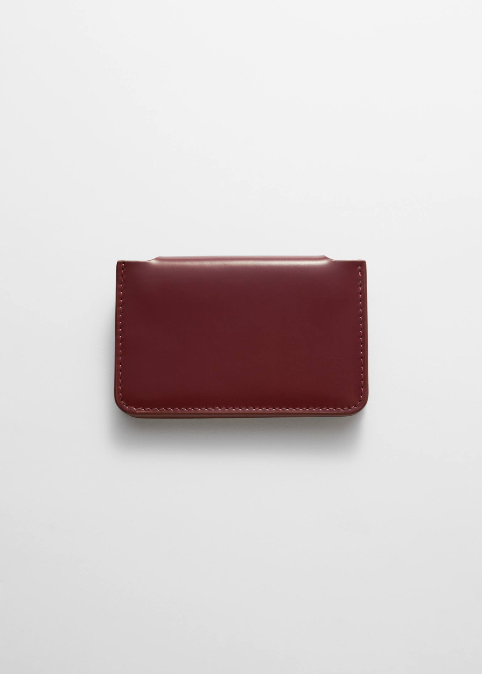 Leather Card Holder - Burgundy/Brown - 4