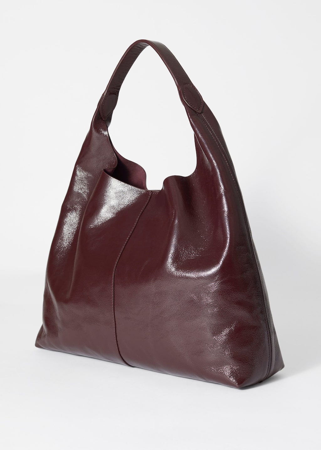 Large Patent-Leather Tote Bag - Burgundy - Still Life