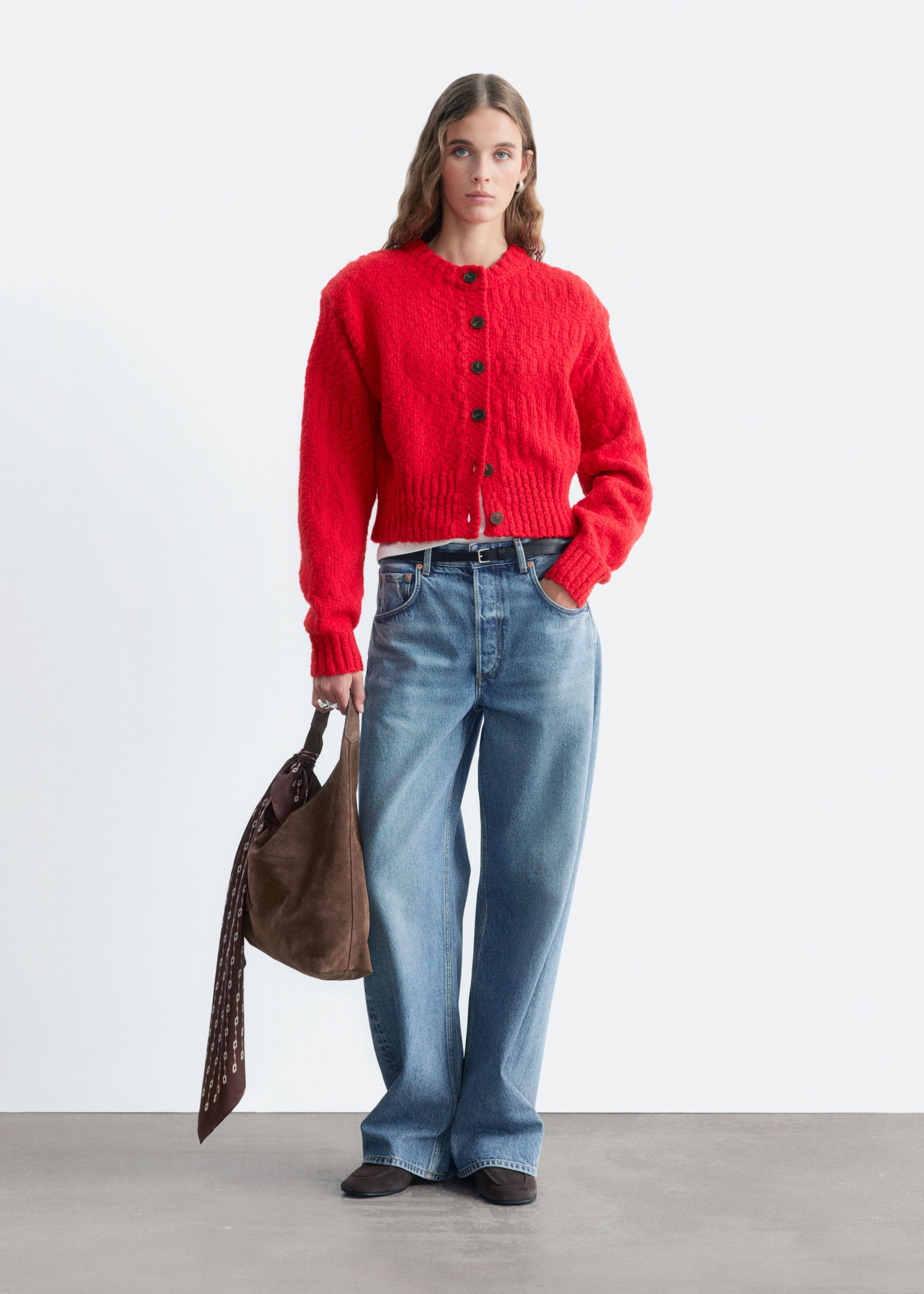 Wool-Cotton Cardigan - Olive - Lookbook