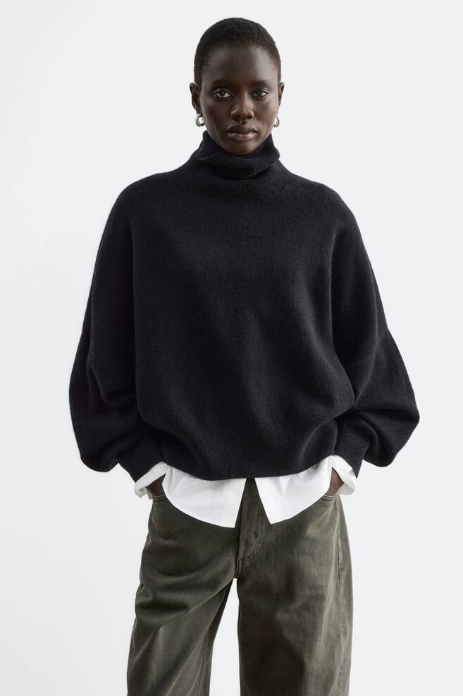 Oversized Merino Jumper - Black/Grey/Blue - 1