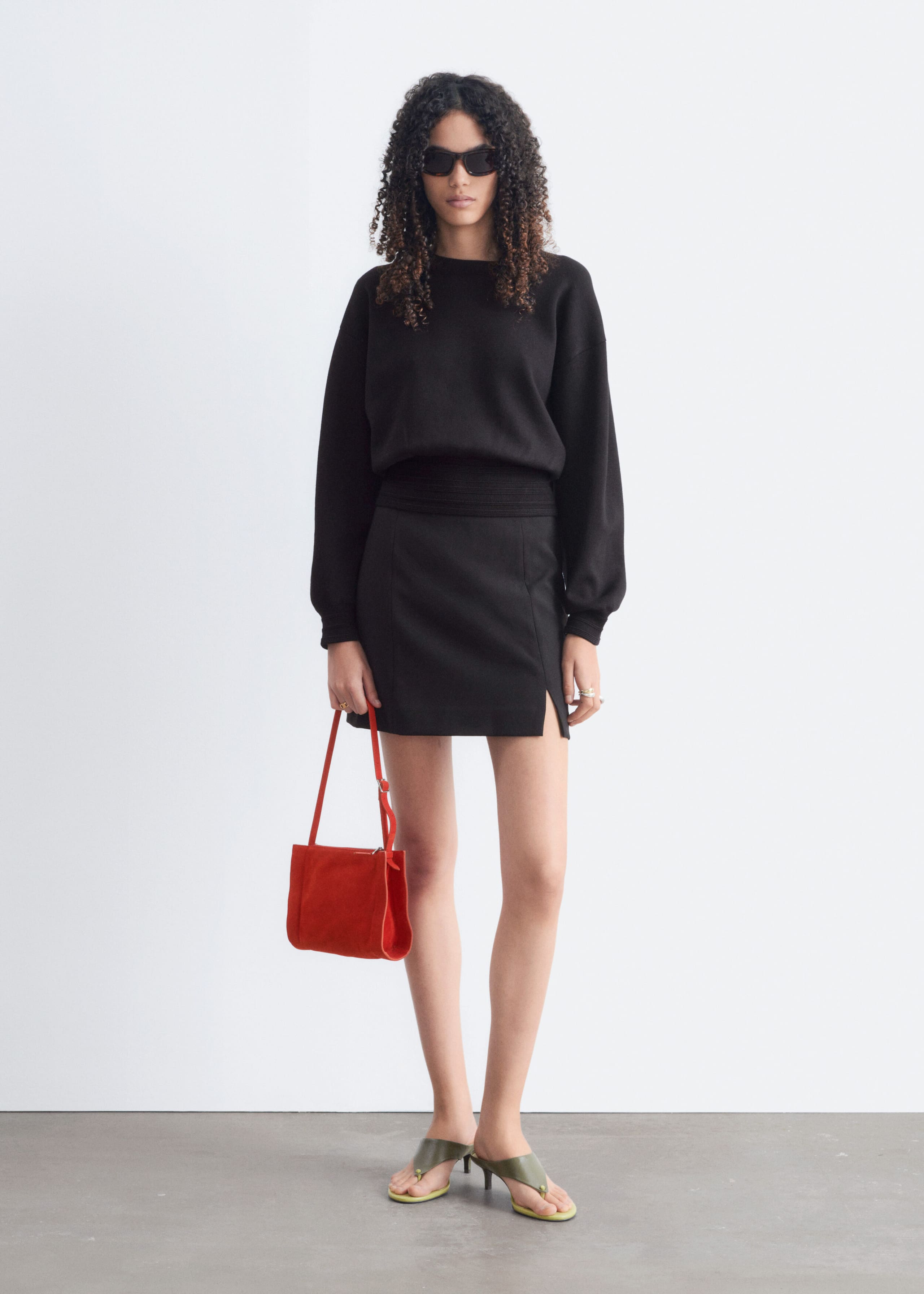 Rib-Trim Knitted Jumper - Black - Lookbook