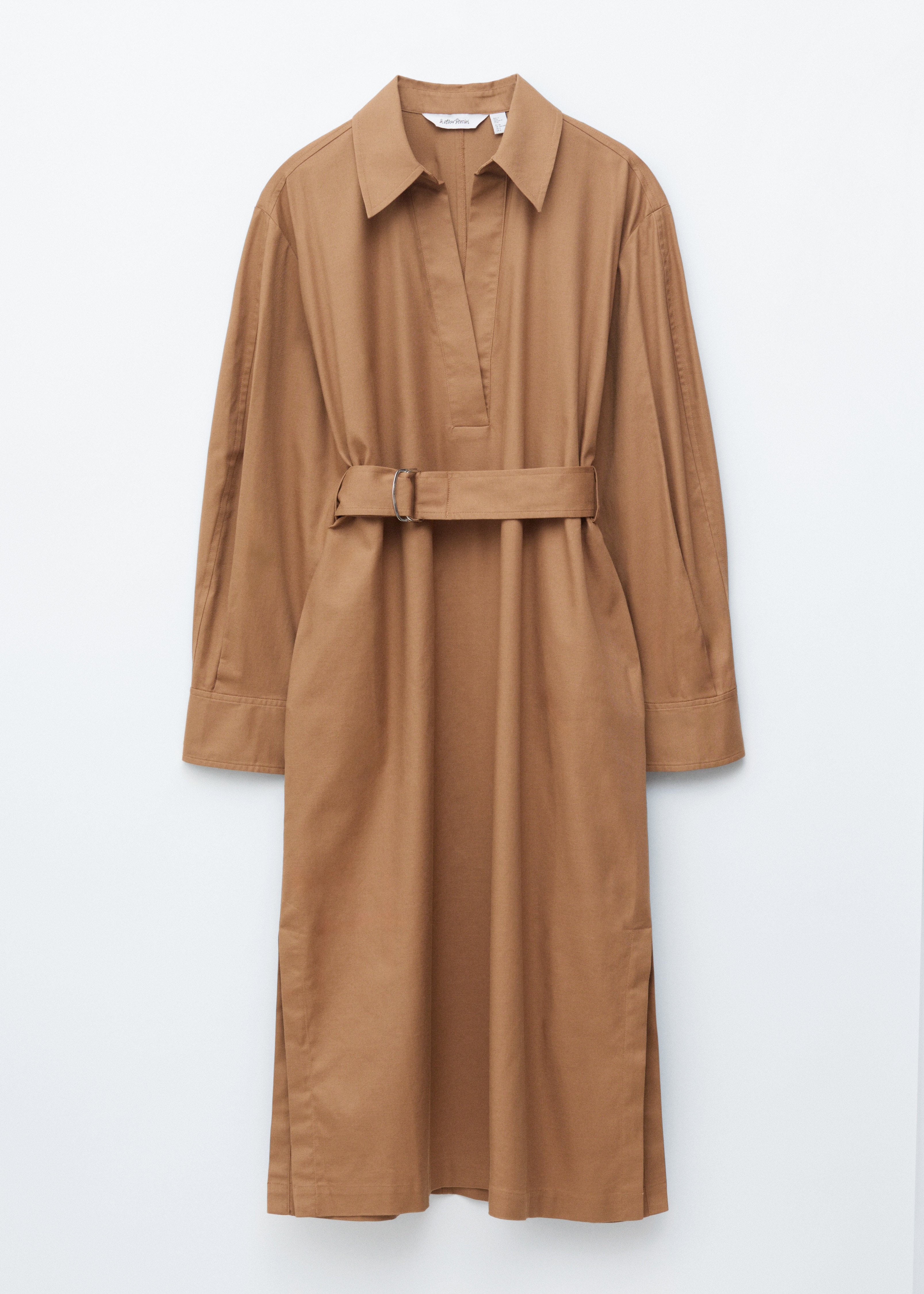 Sukienka midi z paskiem - Brązowy/Granatowy