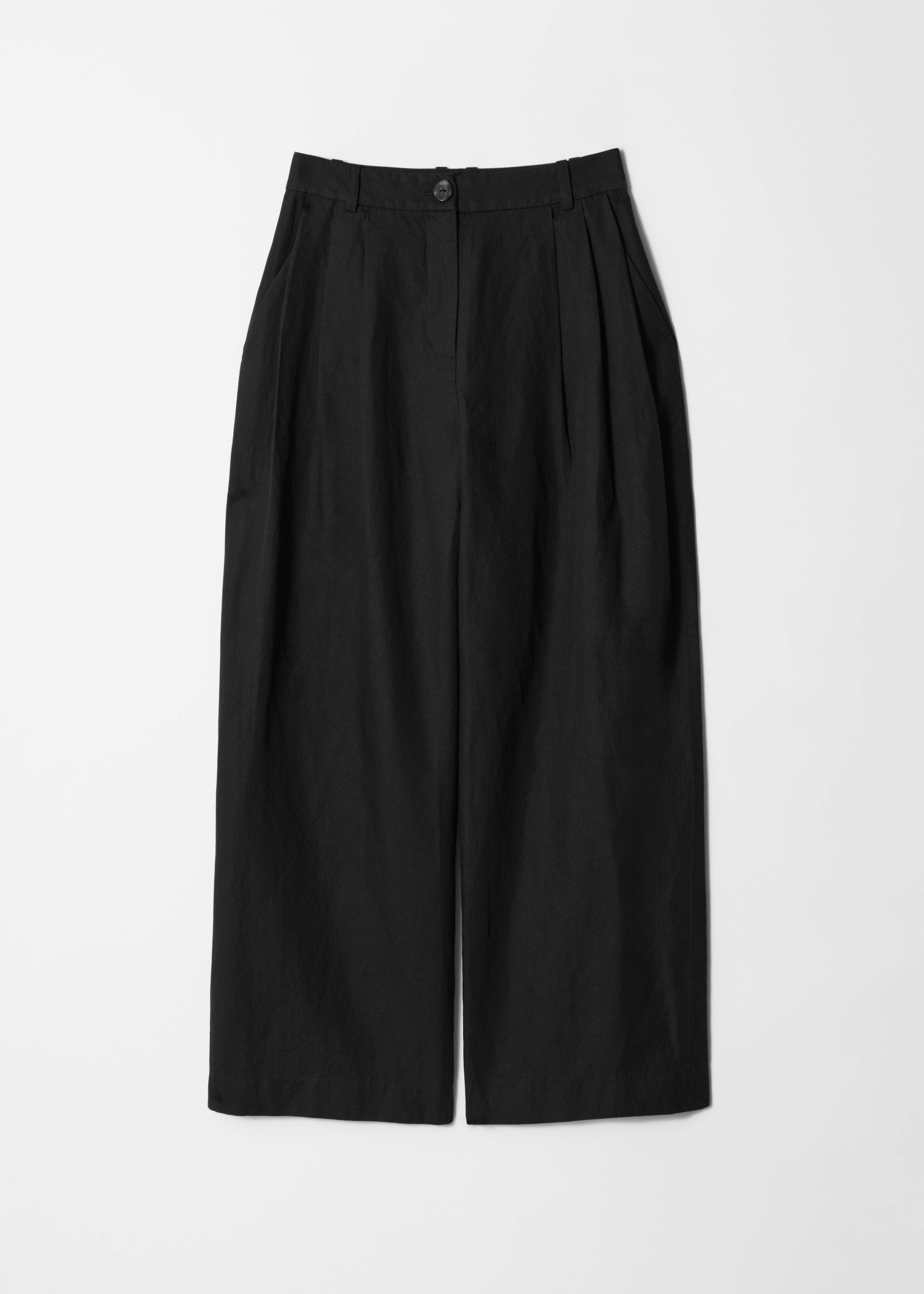 Pantalon large - Noir/Couleur crème