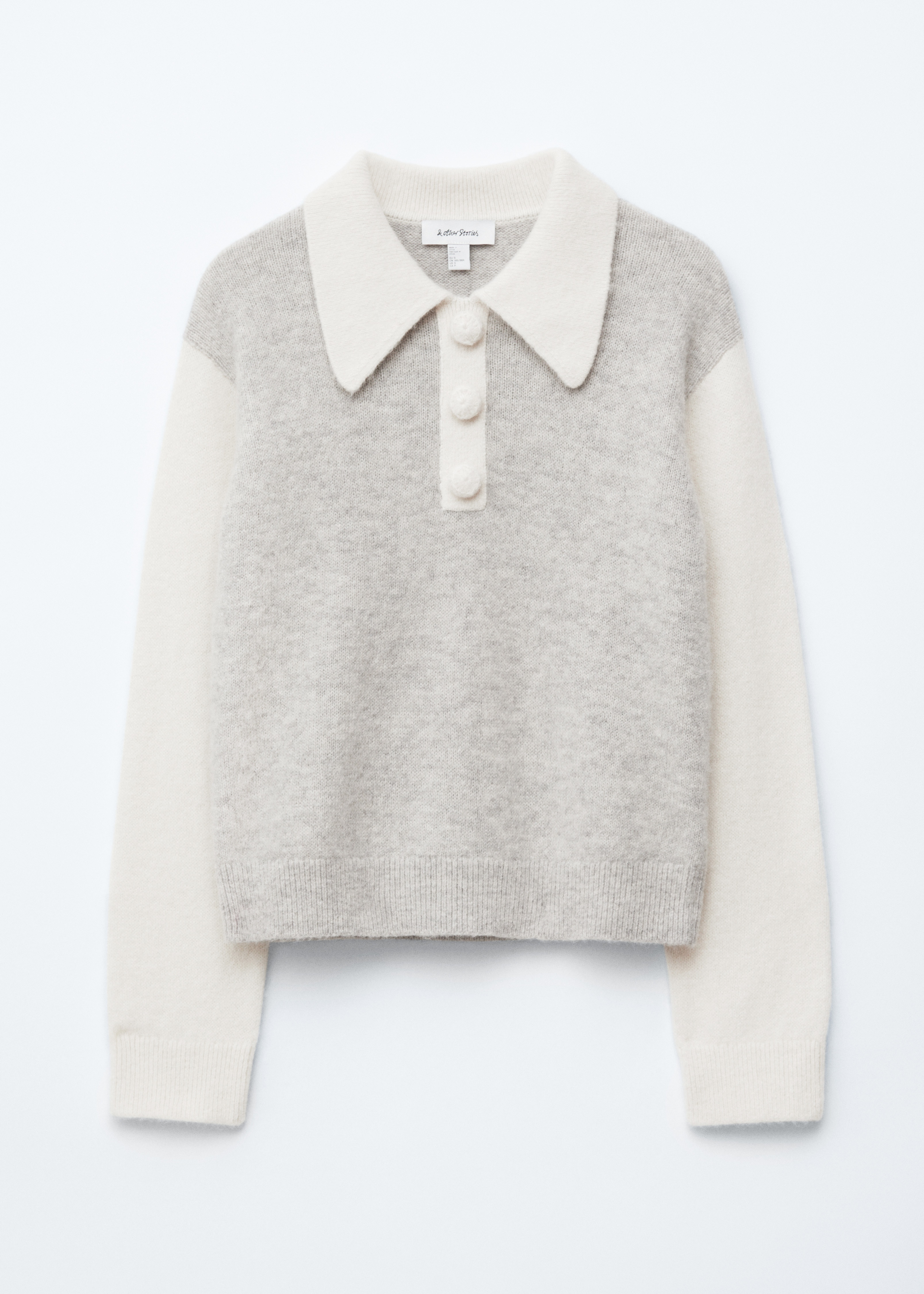 Jersey con cuello en mezcla de alpaca - Gris claro/blanco/Amarillo claro/Negro