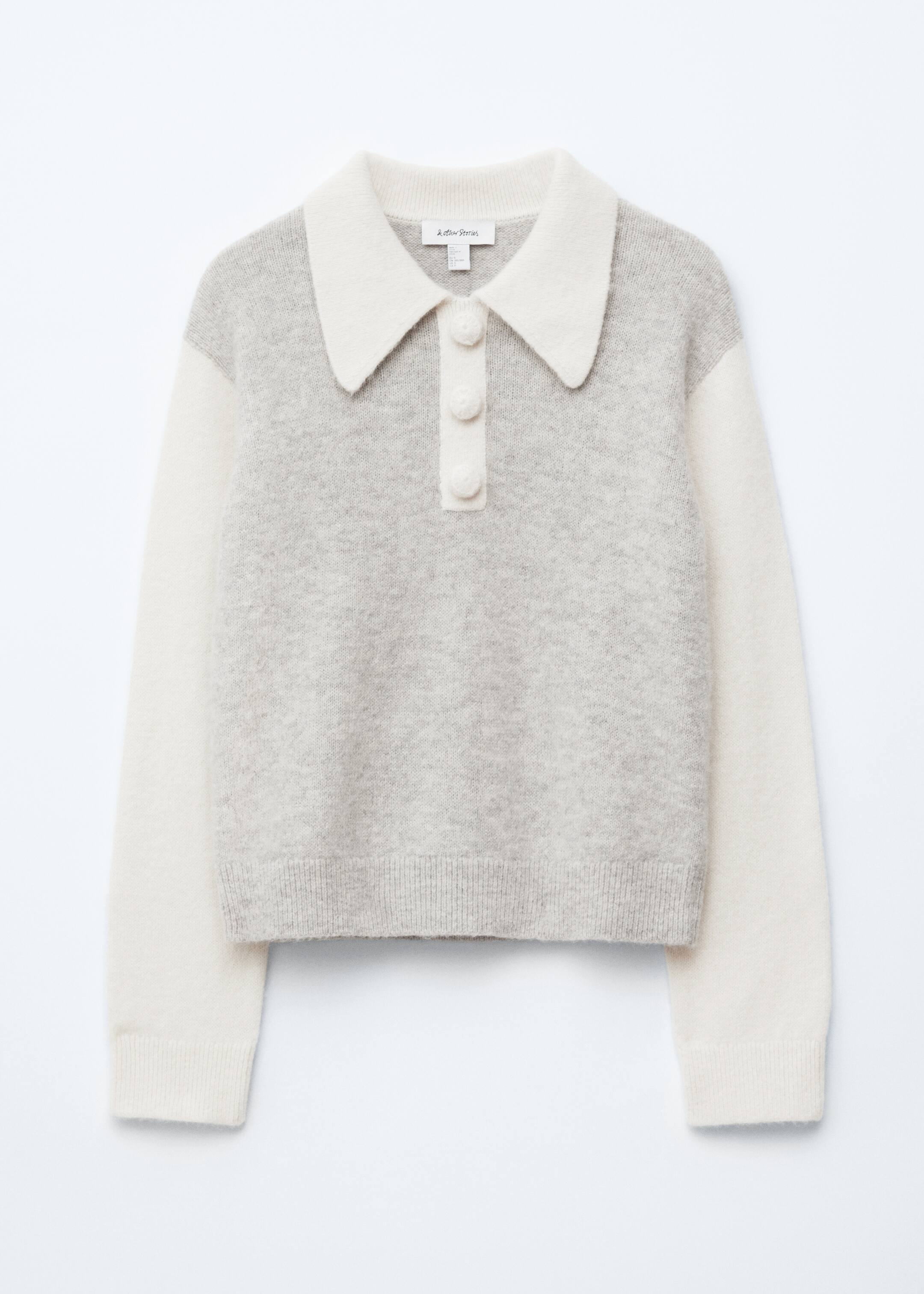 Ver imagen más grande: Jersey con cuello en mezcla de alpaca - Gris claro/blanco - MUJER | H&M ES 6