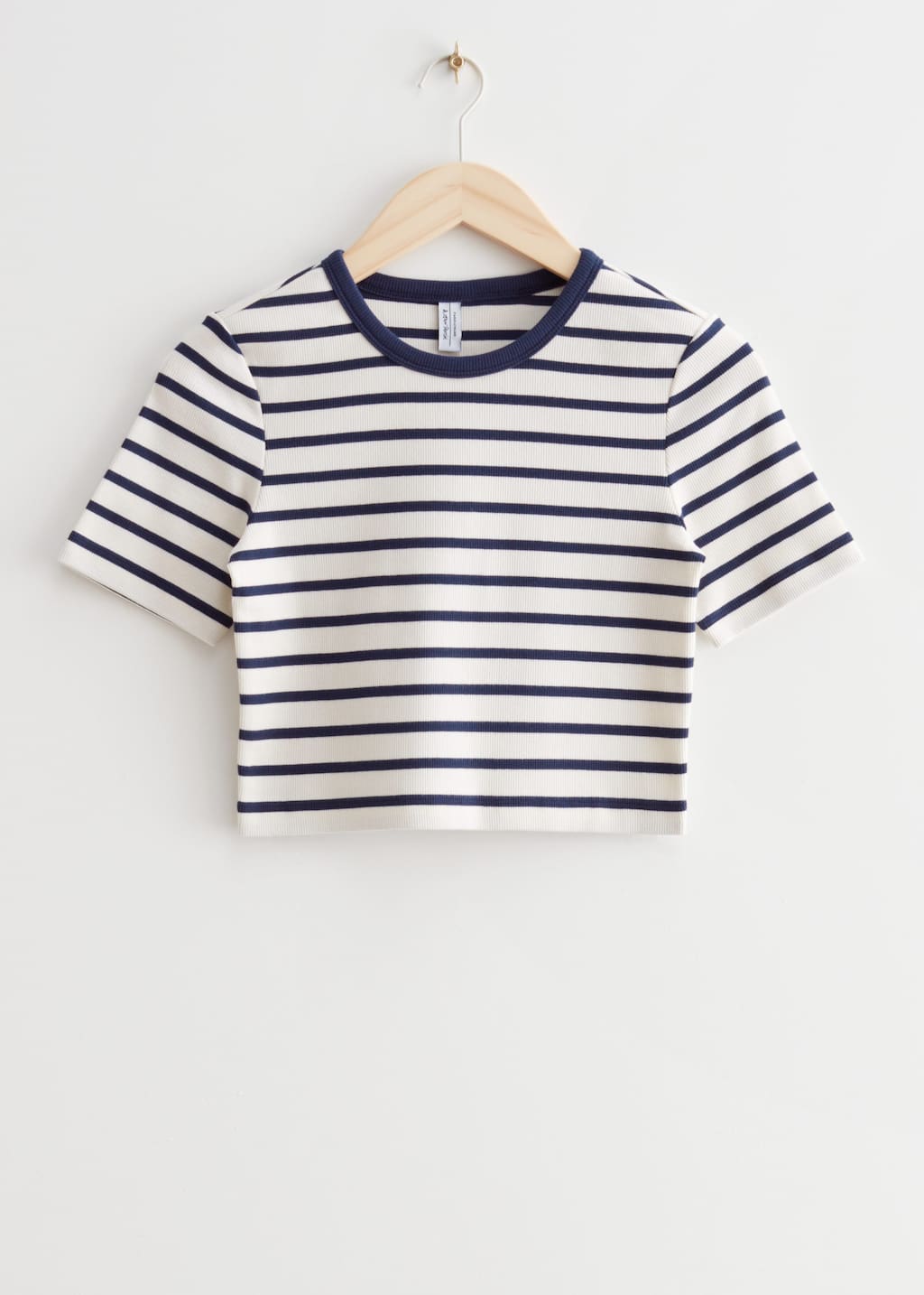 CroppedT-Shirt - Blue/White Striped Print - Bodegón