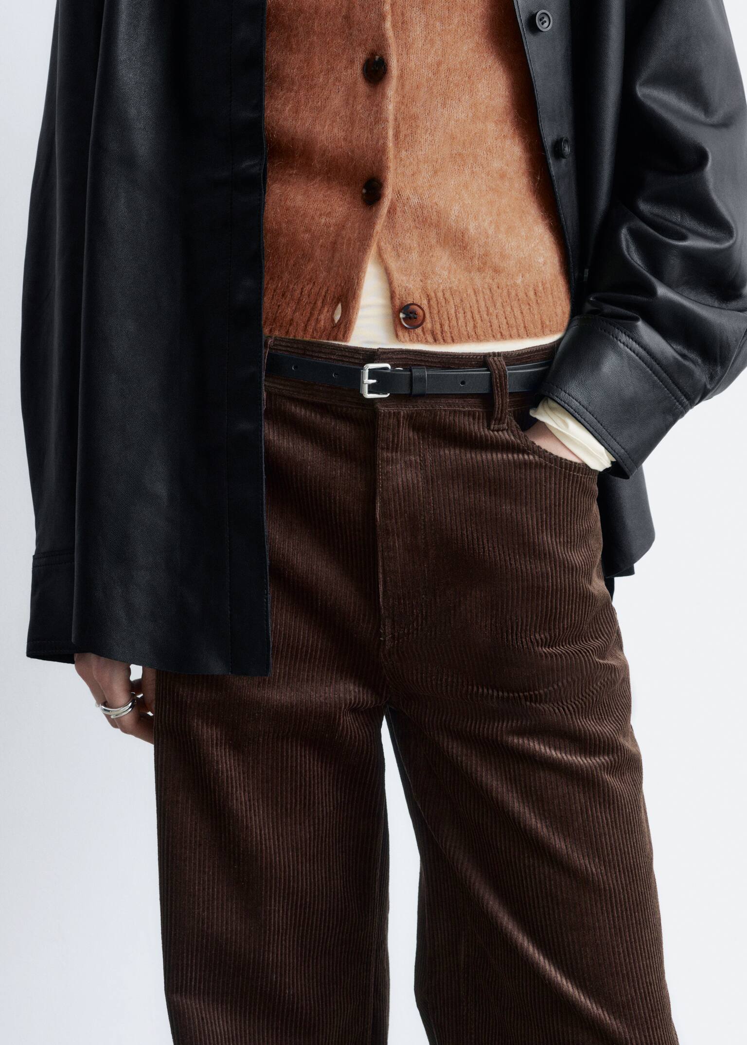 Pantalones de pana de perneras anchas - Marrón oscuro/Topo/Rojo oscuro/Marrón medio/Crema - 6